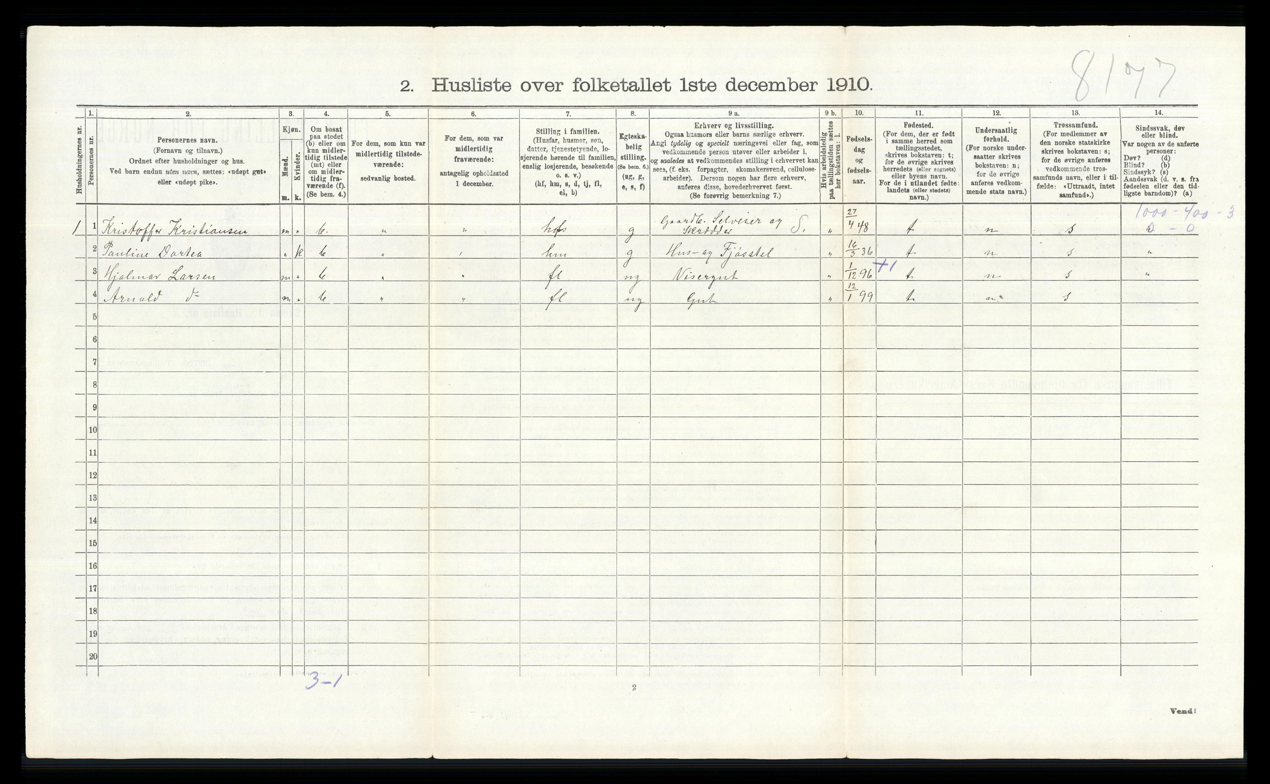 RA, 1910 census for Feiring, 1910, p. 329