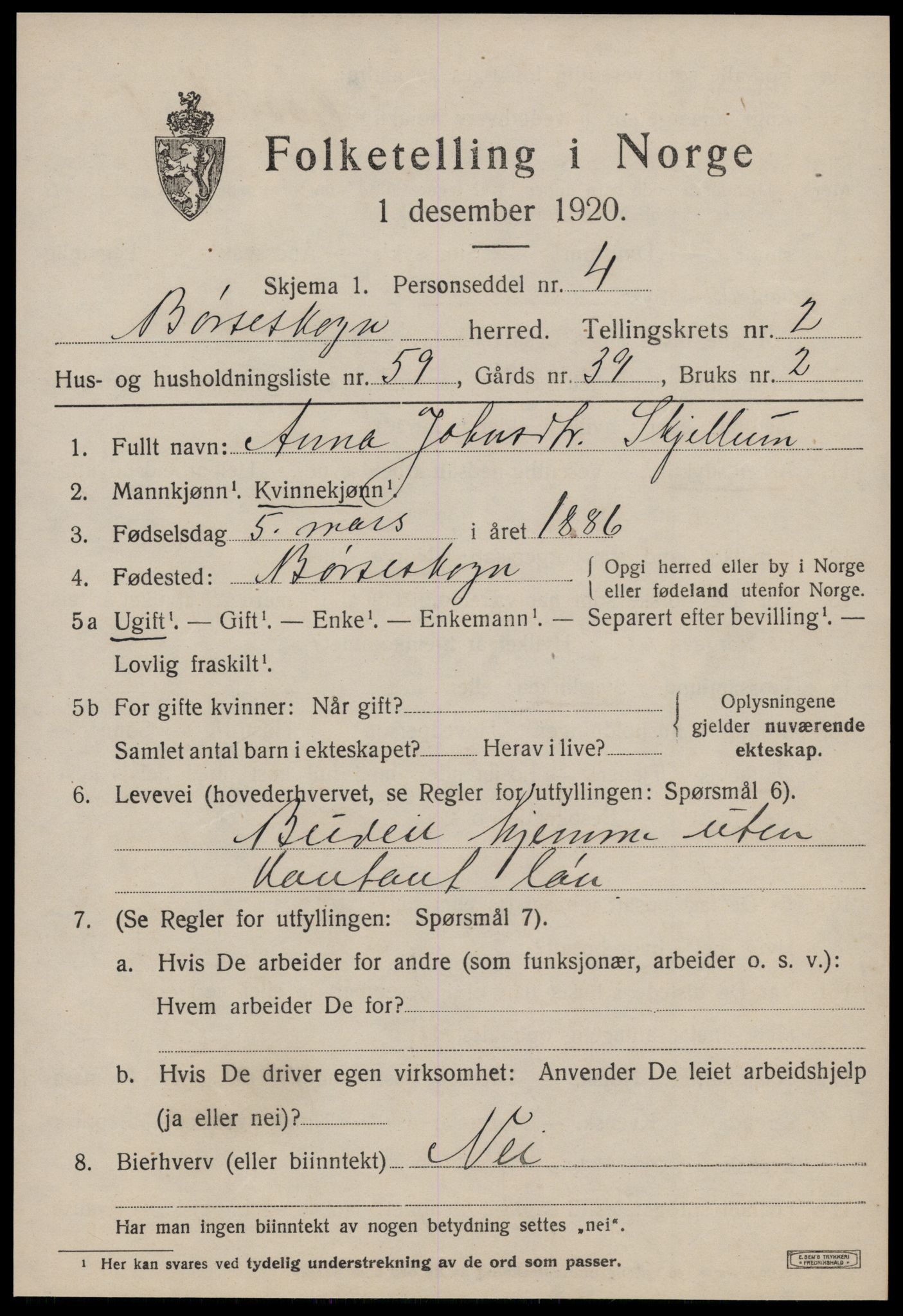 SAT, 1920 census for Børseskogn, 1920, p. 1930