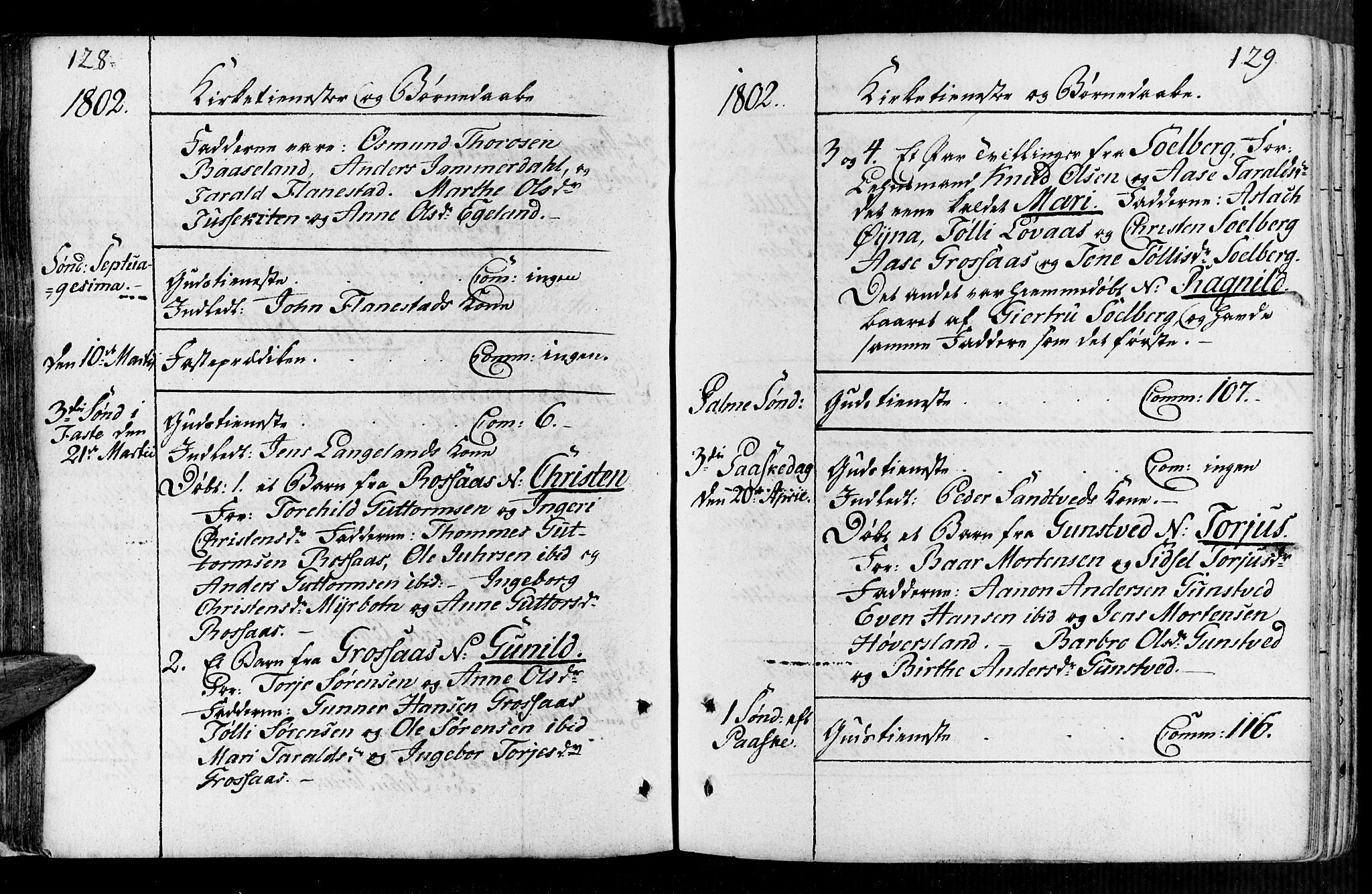 Vennesla sokneprestkontor, AV/SAK-1111-0045/Fa/Faa/L0002: Parish register (official) no. A 2, 1785-1834, p. 128-129