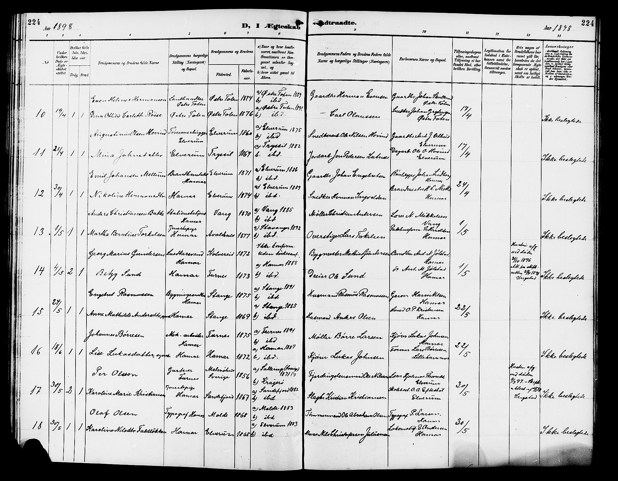 Vang prestekontor, Hedmark, AV/SAH-PREST-008/H/Ha/Hab/L0013: Parish register (copy) no. 13, 1890-1899, p. 224