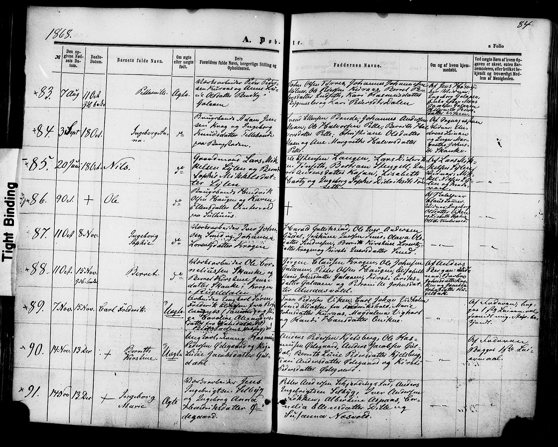Ministerialprotokoller, klokkerbøker og fødselsregistre - Sør-Trøndelag, SAT/A-1456/681/L0932: Parish register (official) no. 681A10, 1860-1878, p. 84