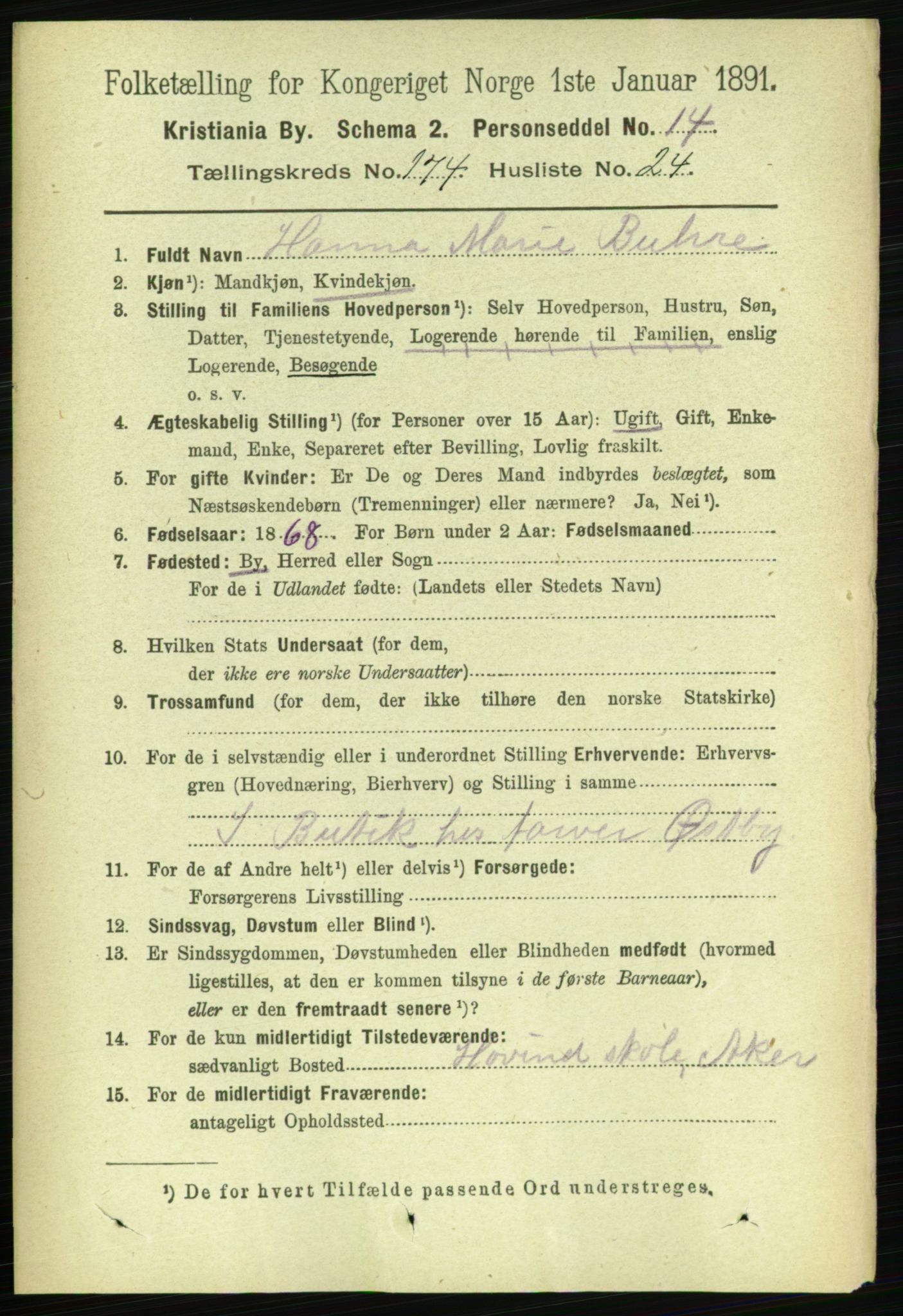 RA, 1891 census for 0301 Kristiania, 1891, p. 104511