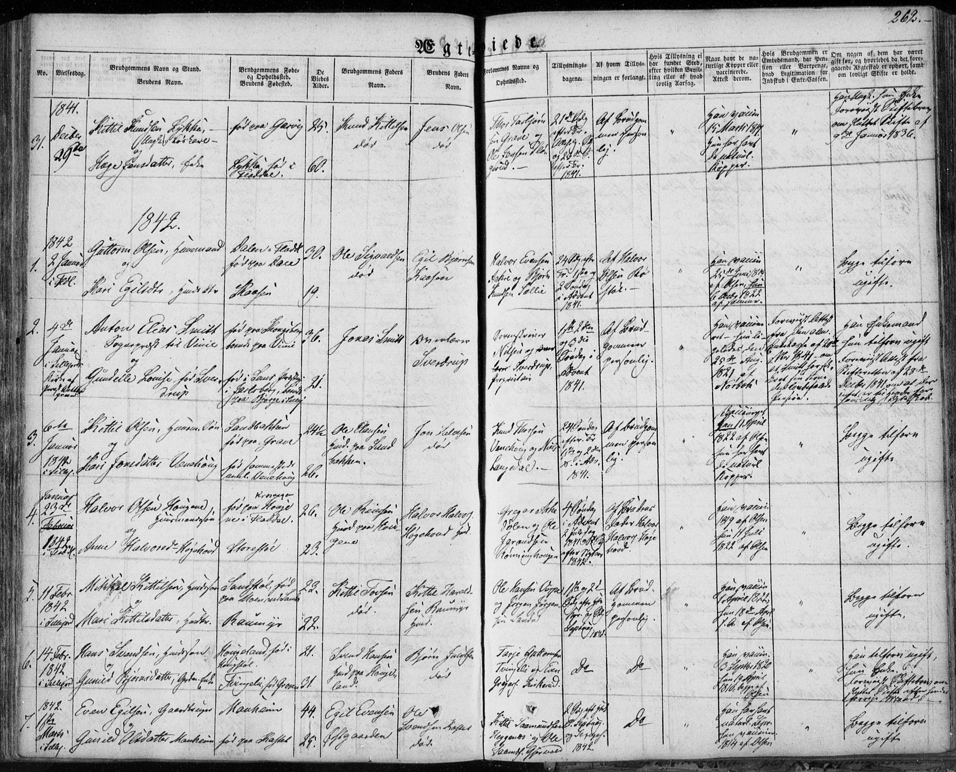 Seljord kirkebøker, SAKO/A-20/F/Fa/L0011: Parish register (official) no. I 11, 1831-1849, p. 262