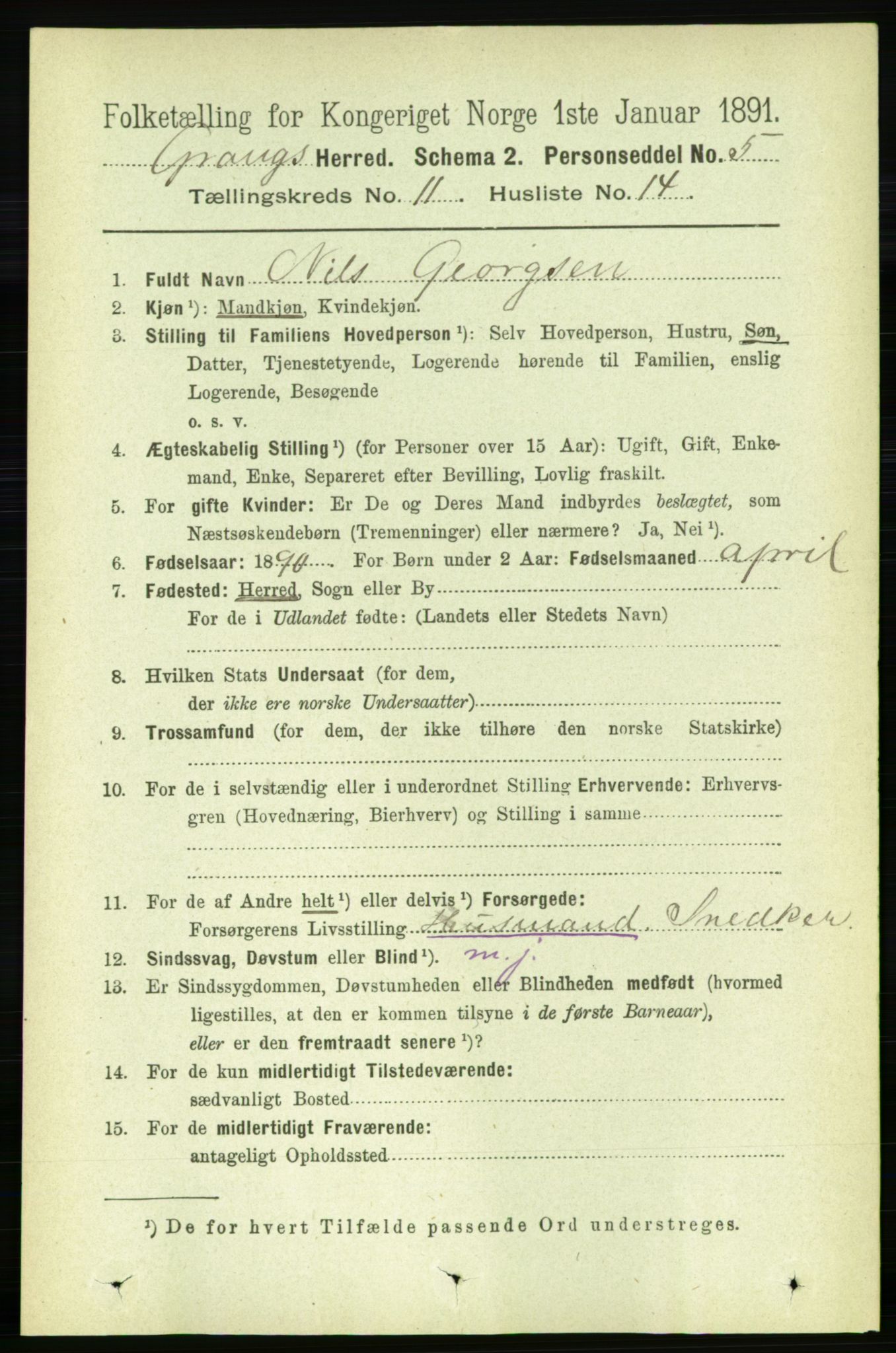 RA, 1891 census for 1742 Grong, 1891, p. 4154