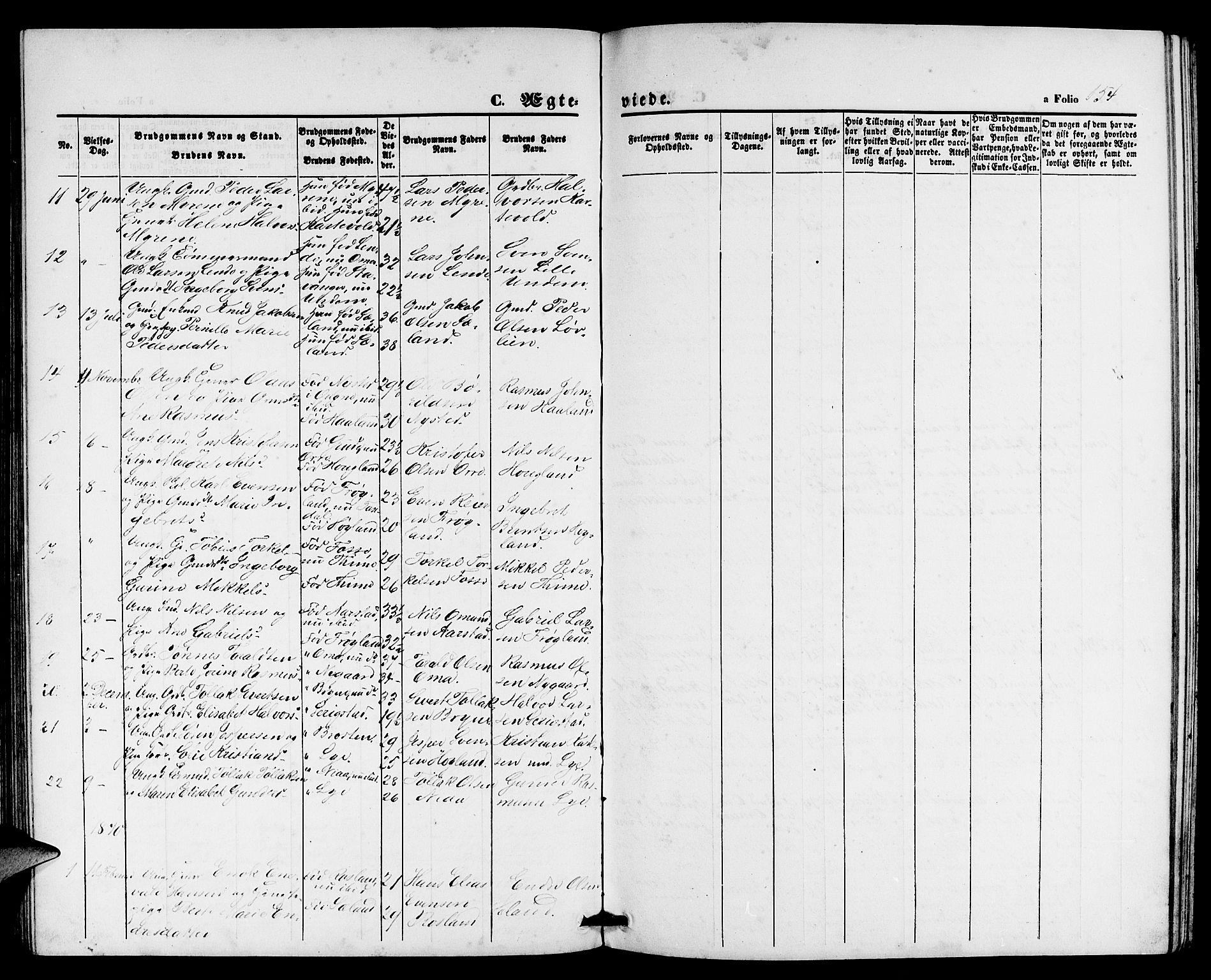 Lye sokneprestkontor, AV/SAST-A-101794/001/30BB/L0004: Parish register (copy) no. B 4, 1868-1878, p. 154