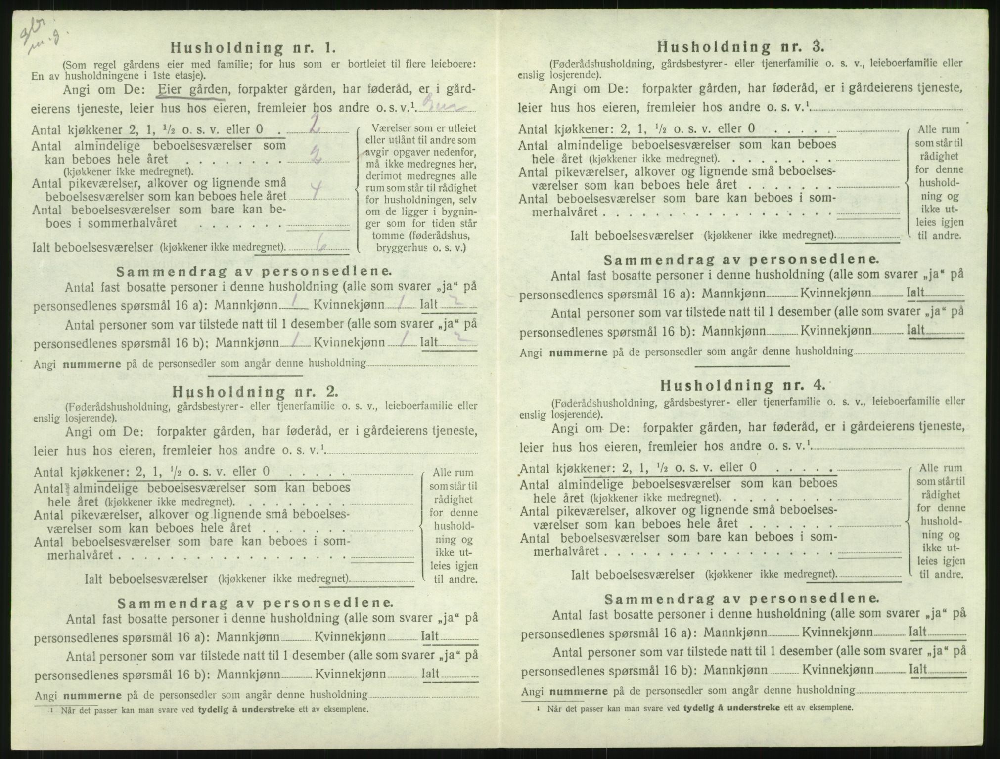 SAT, 1920 census for Hustad, 1920, p. 594