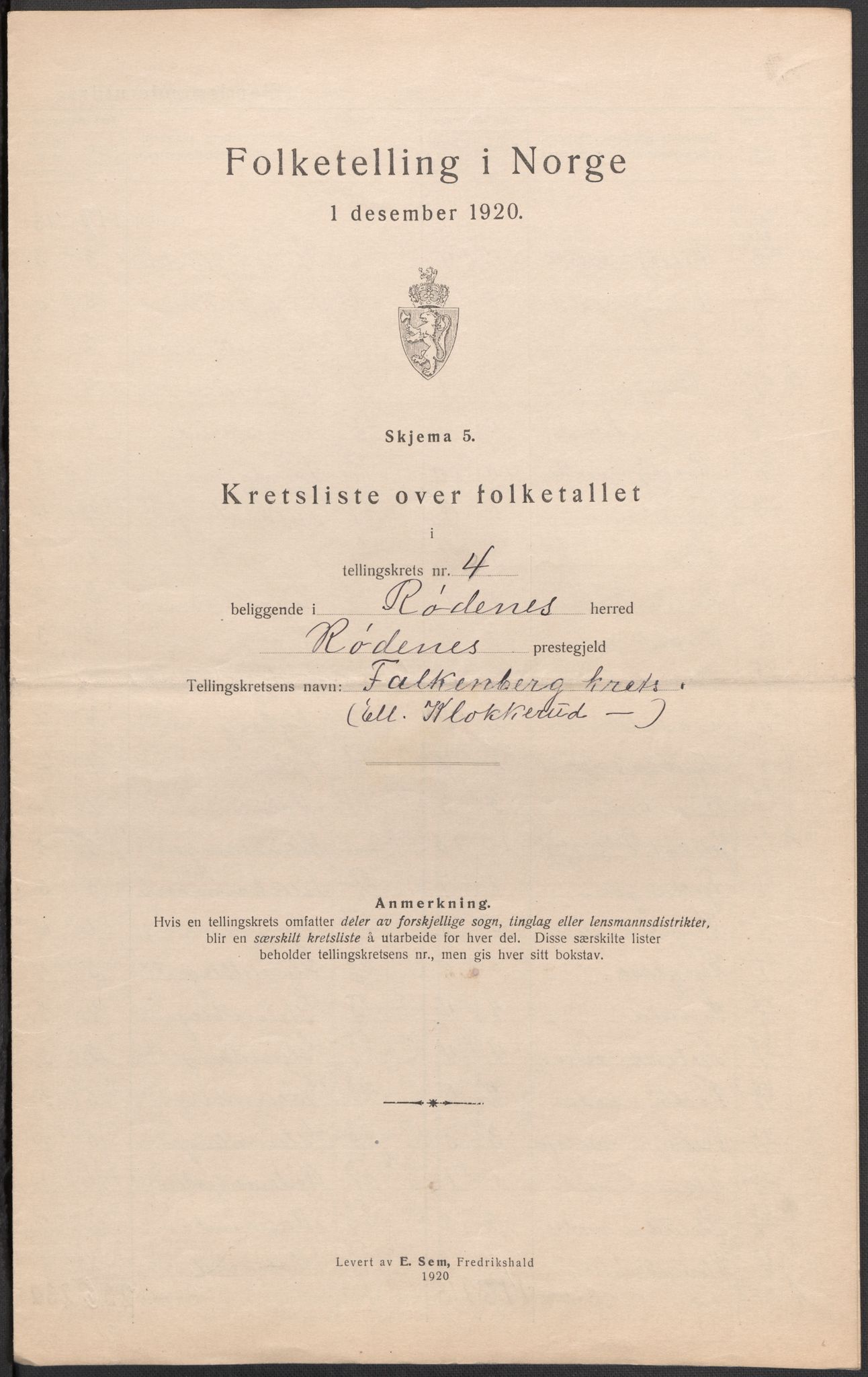 SAO, 1920 census for Rødenes, 1920, p. 18