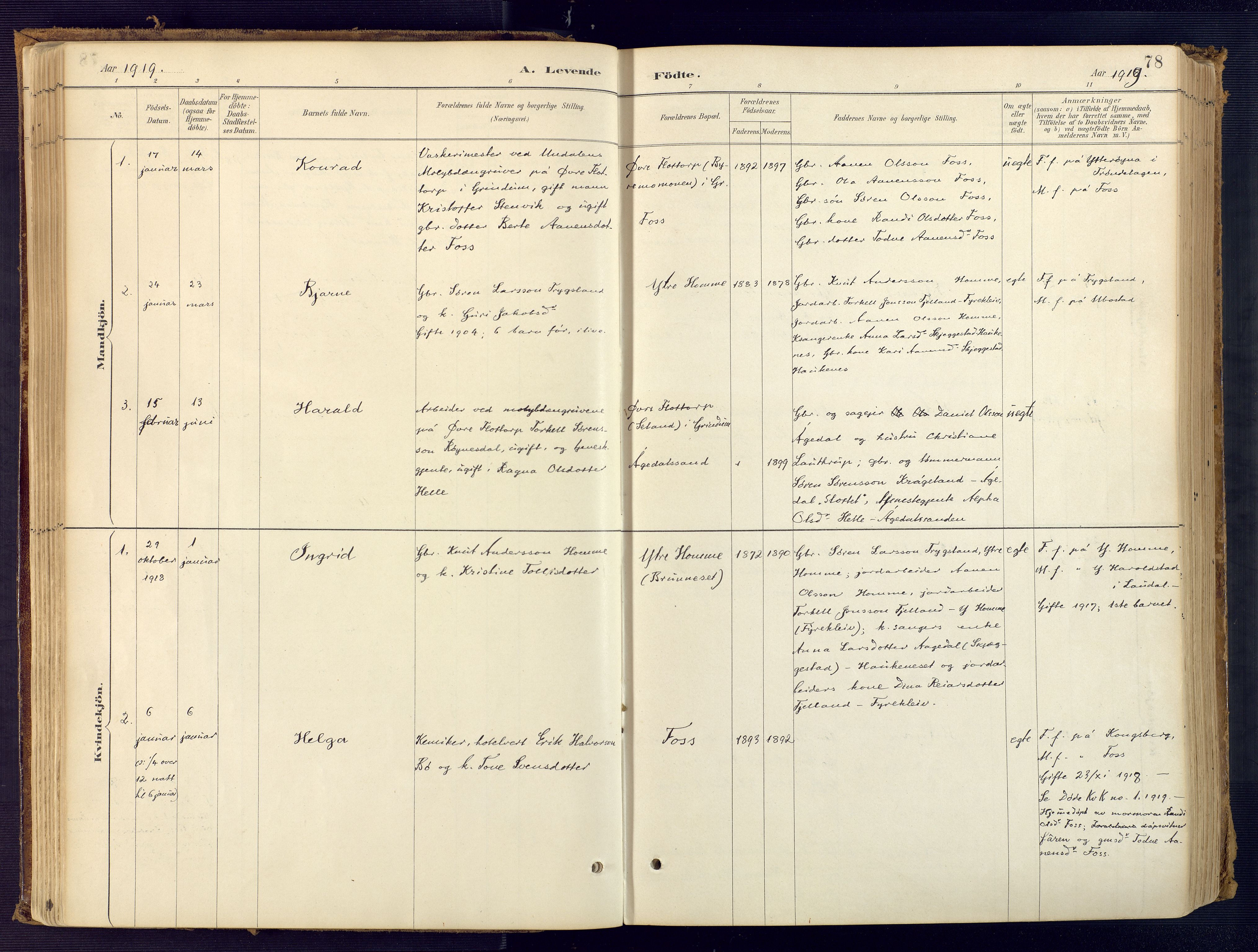 Bjelland sokneprestkontor, SAK/1111-0005/F/Fa/Faa/L0004: Parish register (official) no. A 4, 1887-1923, p. 78