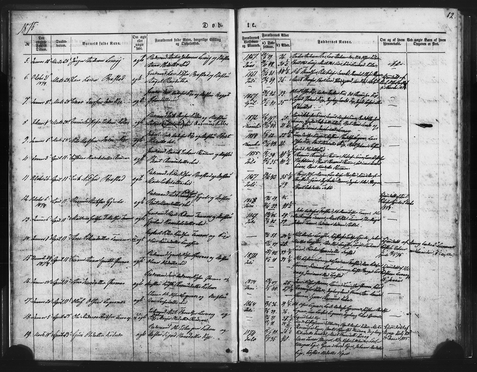 Ministerialprotokoller, klokkerbøker og fødselsregistre - Møre og Romsdal, AV/SAT-A-1454/539/L0530: Parish register (official) no. 539A03, 1872-1886, p. 12