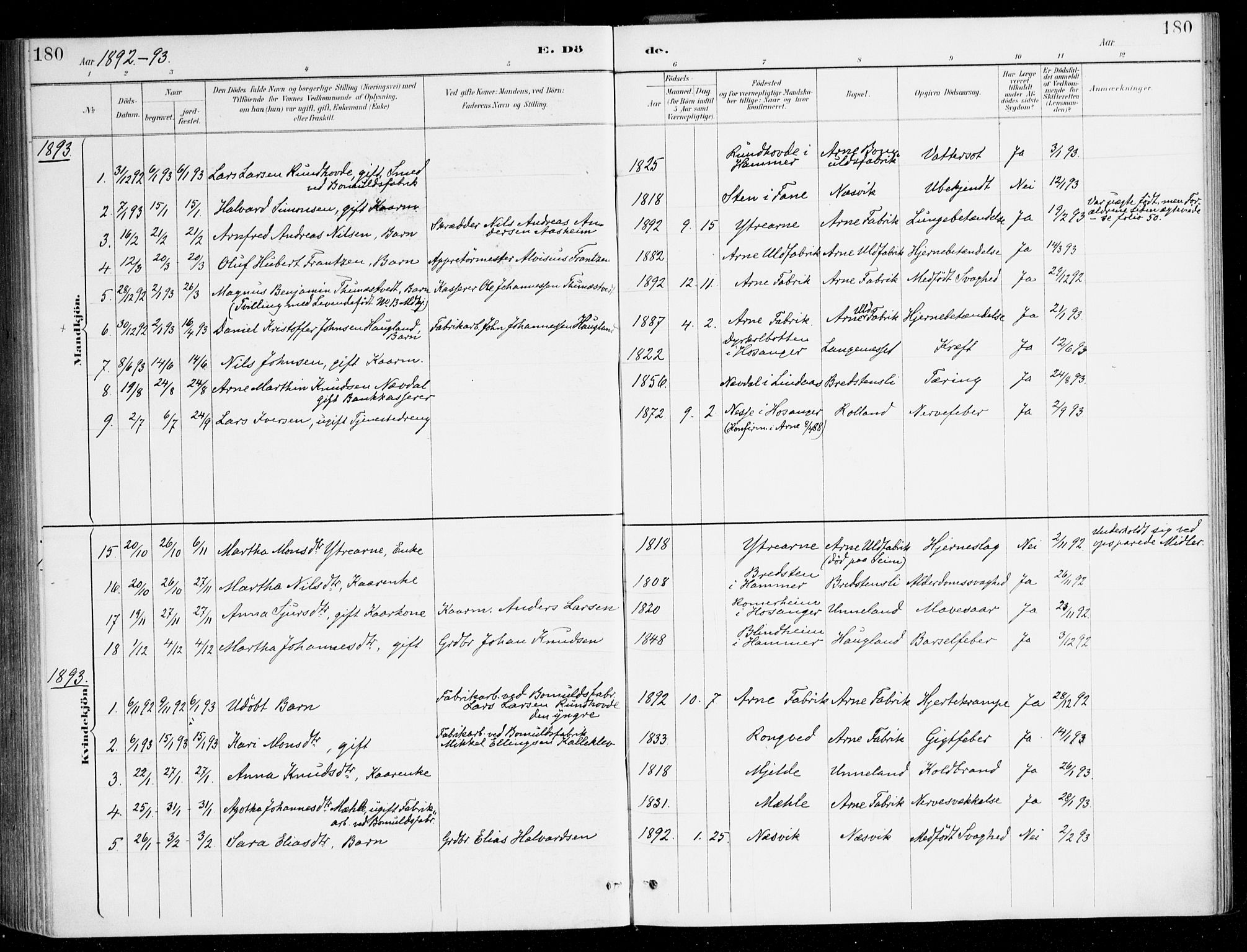 Haus sokneprestembete, SAB/A-75601/H/Haa/Haad/L0001: Parish register (official) no. D 1, 1887-1898, p. 180