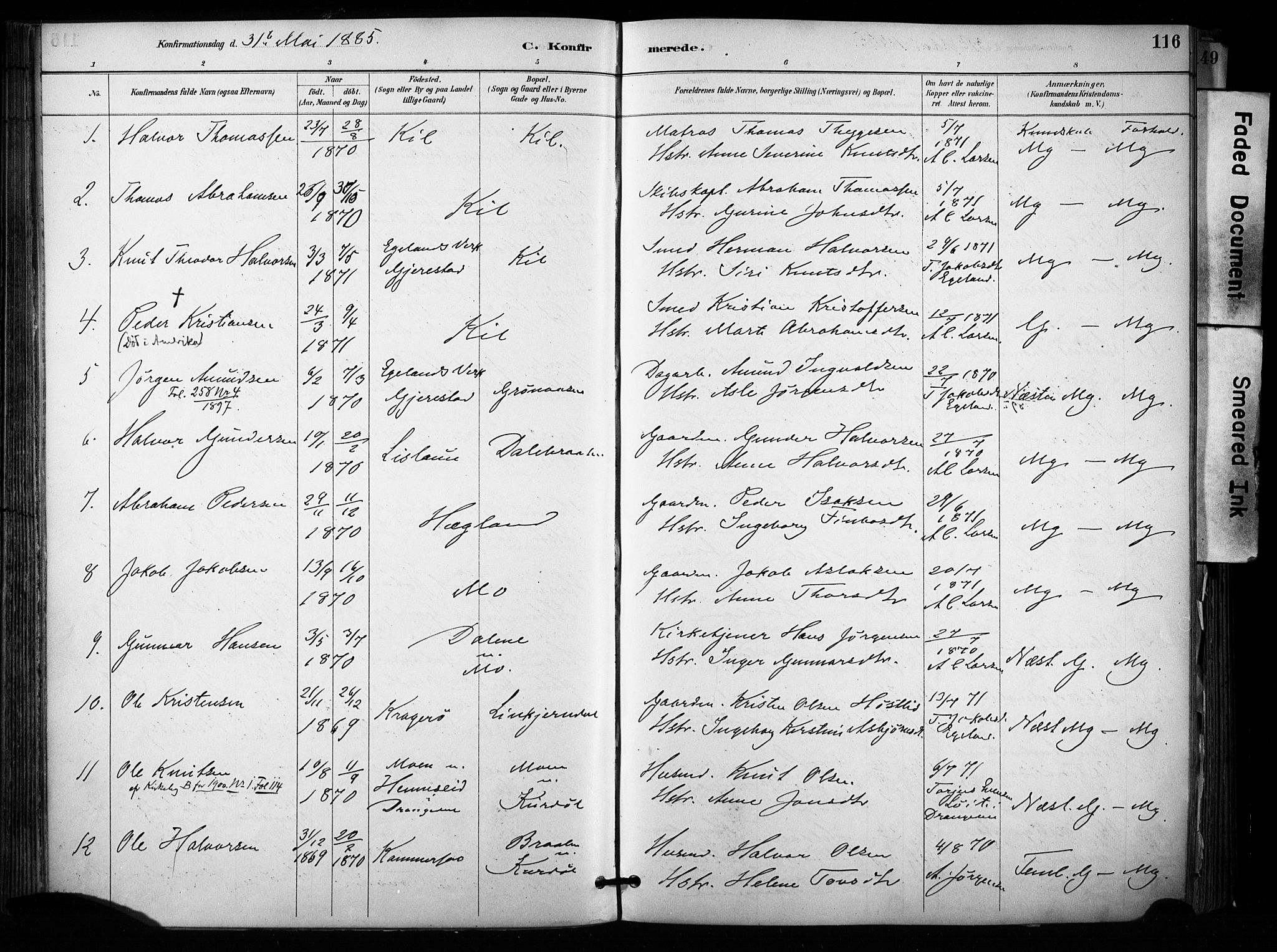 Sannidal kirkebøker, SAKO/A-296/F/Fa/L0015: Parish register (official) no. 15, 1884-1899, p. 116