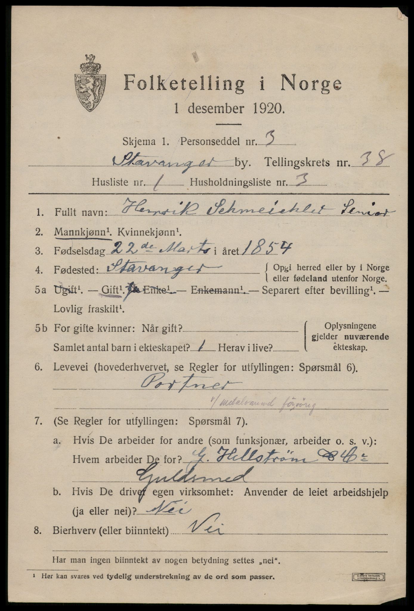 SAST, 1920 census for Stavanger, 1920, p. 99250