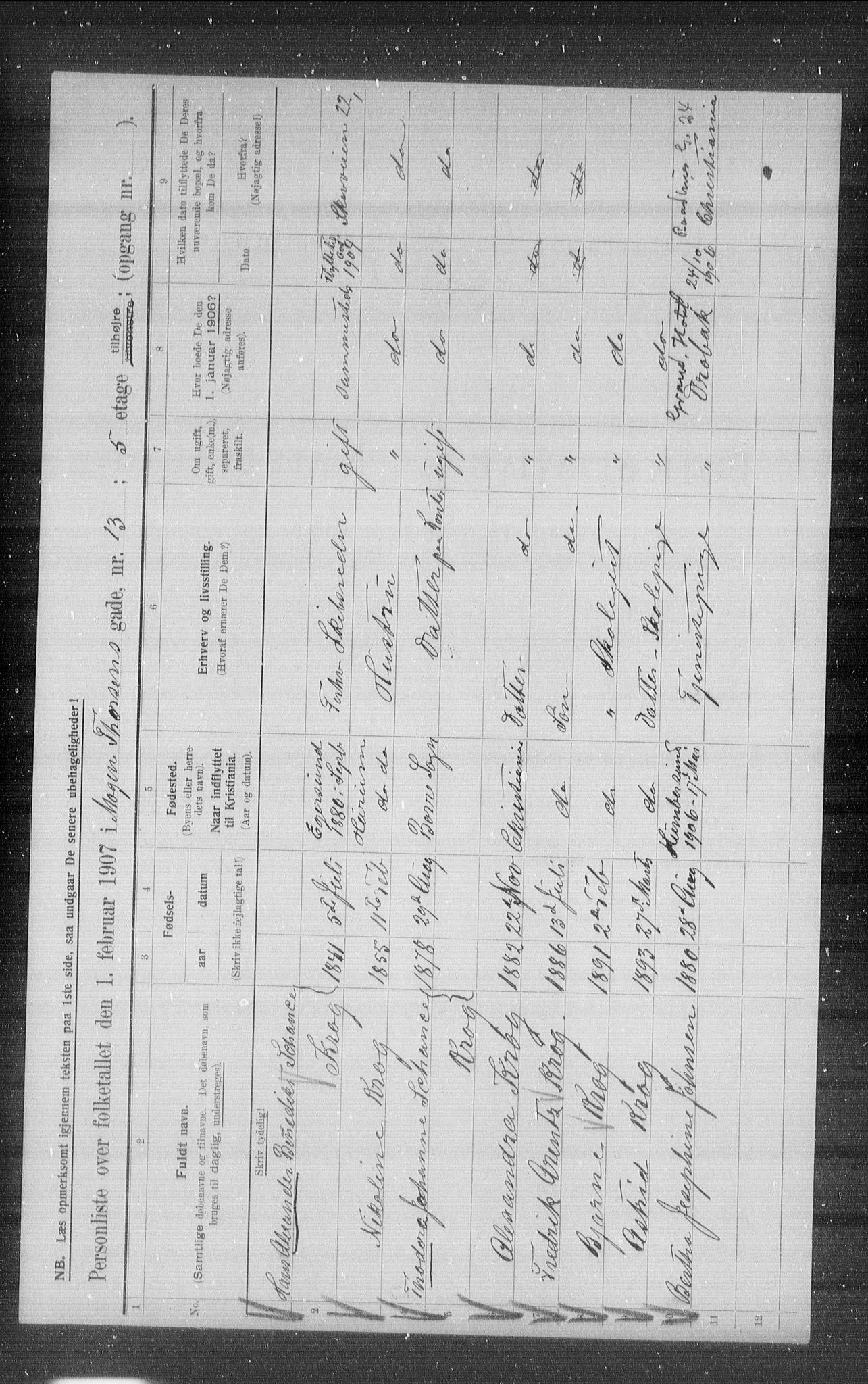 OBA, Municipal Census 1907 for Kristiania, 1907, p. 33528