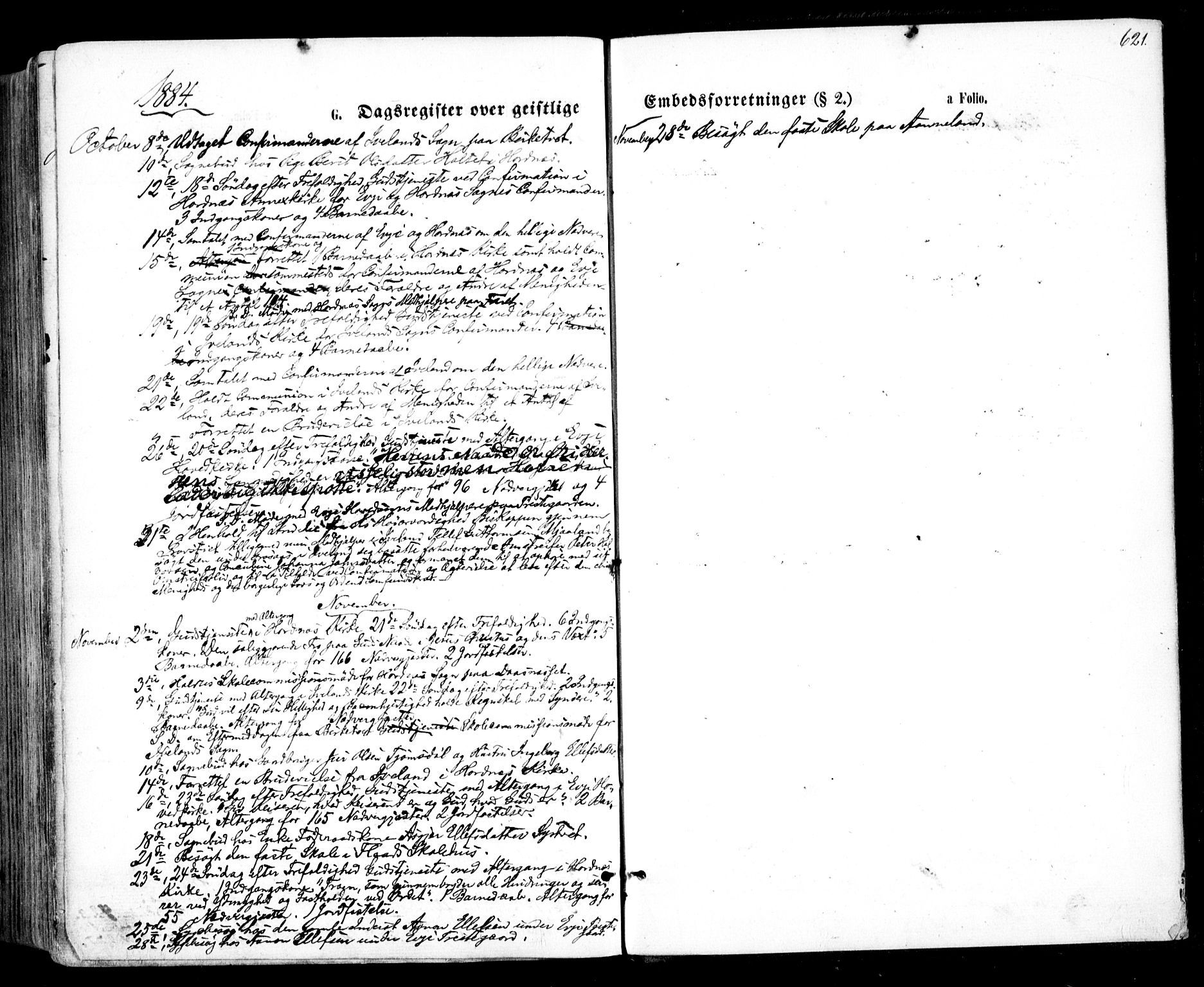 Evje sokneprestkontor, AV/SAK-1111-0008/F/Fa/Faa/L0006: Parish register (official) no. A 6, 1866-1884, p. 621