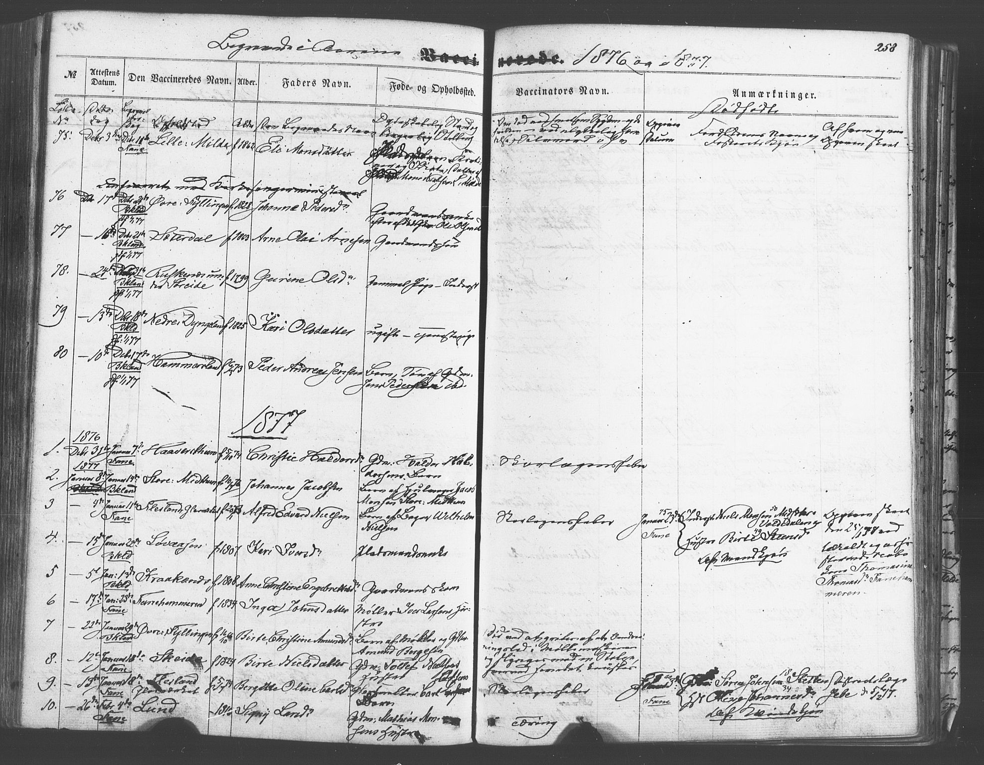 Fana Sokneprestembete, SAB/A-75101/H/Haa/Haaa/L0012: Parish register (official) no. A 12, 1862-1878, p. 258
