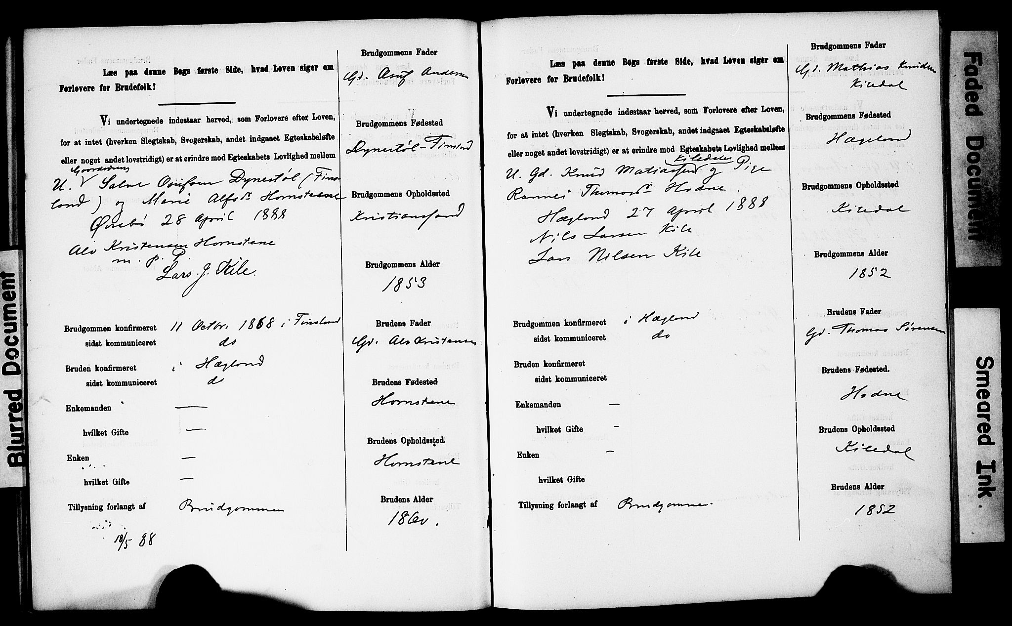 Vennesla sokneprestkontor, AV/SAK-1111-0045/J/L0032/0003: Banns register no. II 5 1, 1886-1892, p. 21