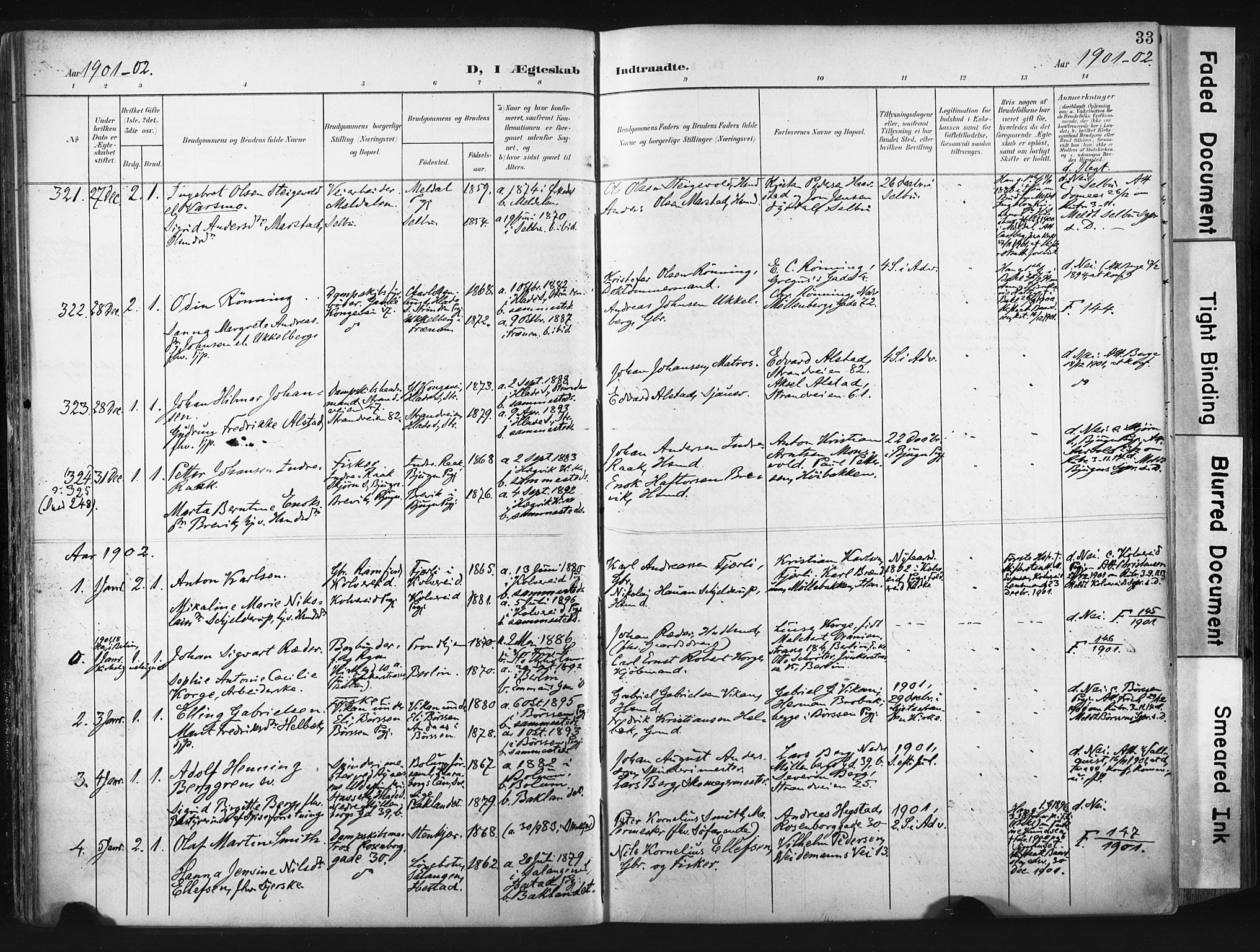 Ministerialprotokoller, klokkerbøker og fødselsregistre - Sør-Trøndelag, SAT/A-1456/604/L0201: Parish register (official) no. 604A21, 1901-1911, p. 33