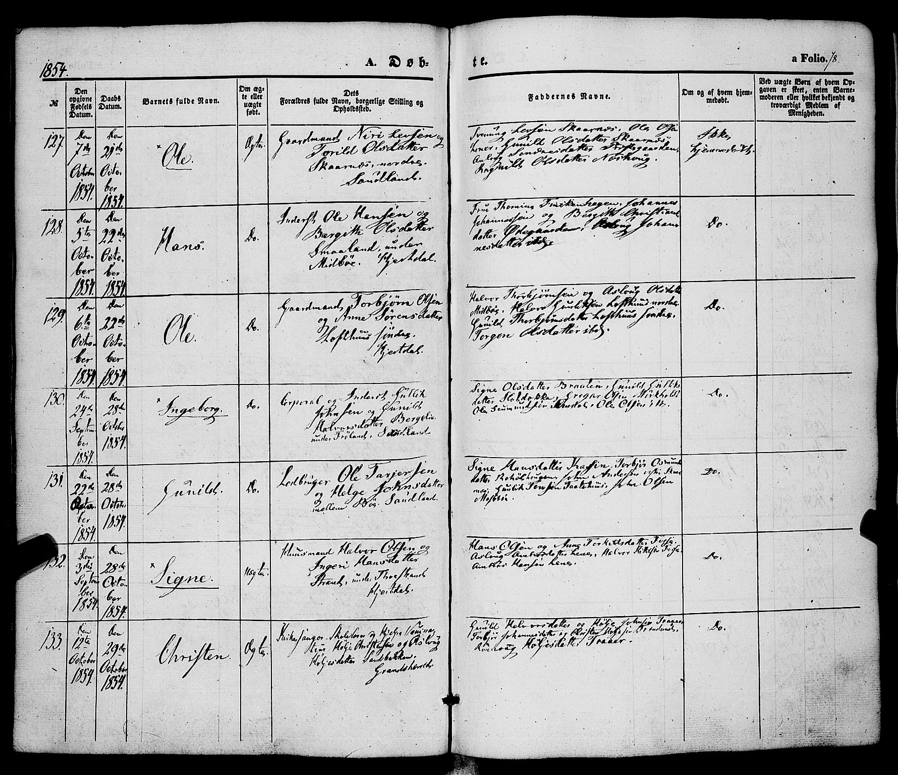 Hjartdal kirkebøker, AV/SAKO-A-270/F/Fa/L0008: Parish register (official) no. I 8, 1844-1859, p. 78