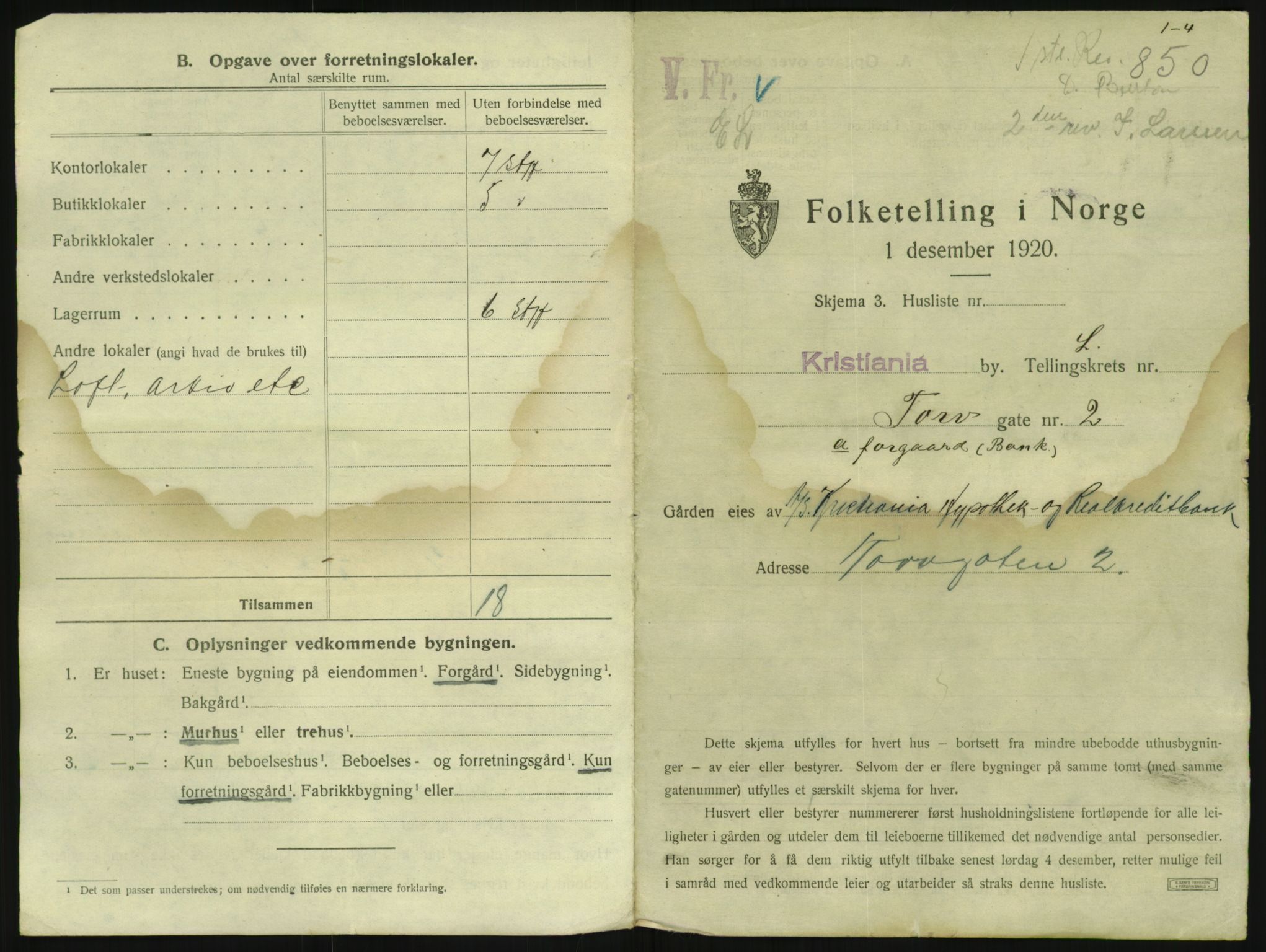 SAO, 1920 census for Kristiania, 1920, p. 116887