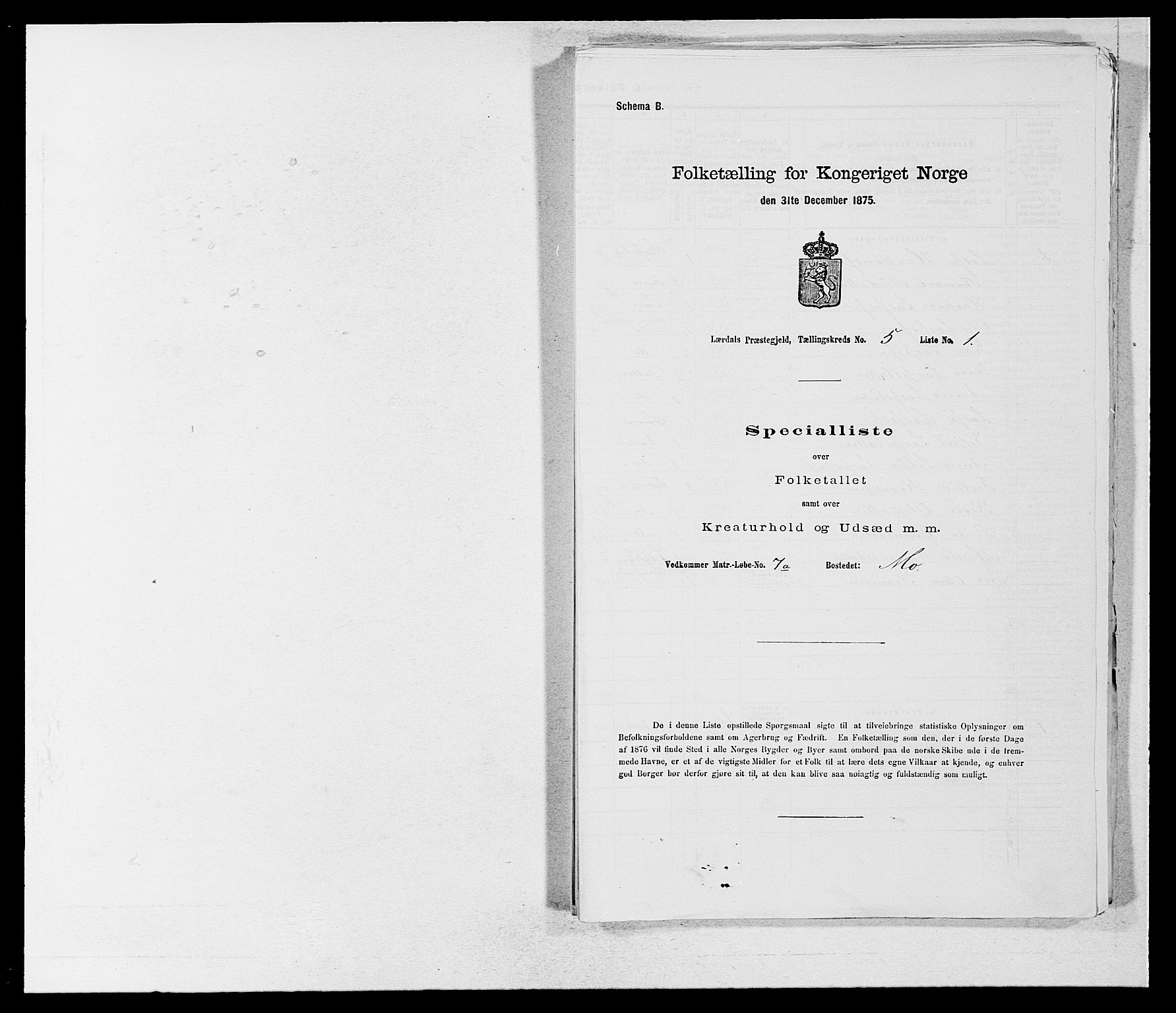 SAB, 1875 census for 1422P Lærdal, 1875, p. 647