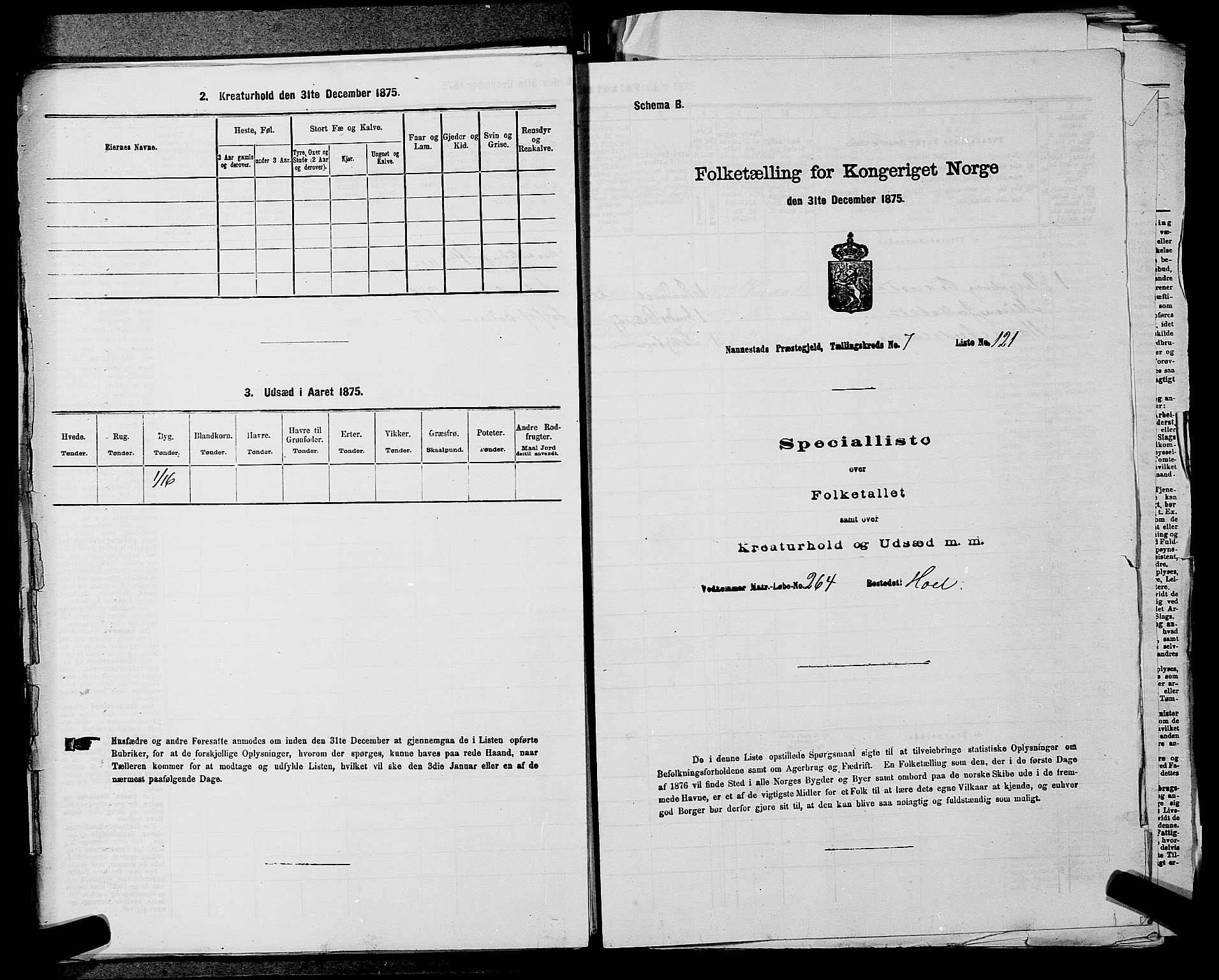 RA, 1875 census for 0238P Nannestad, 1875, p. 1246