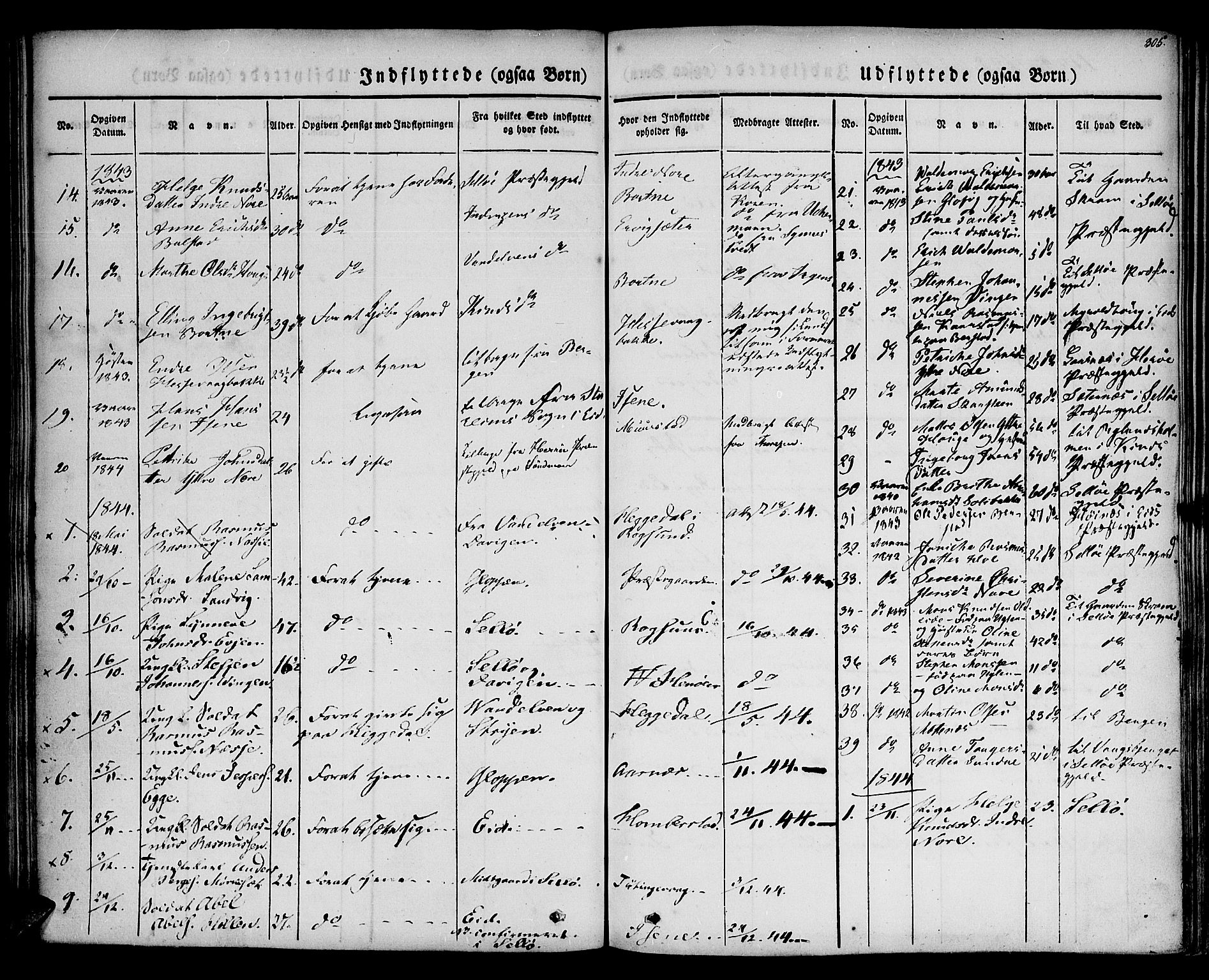 Davik sokneprestembete, AV/SAB-A-79701/H/Haa/Haaa/L0004: Parish register (official) no. A 4, 1830-1849, p. 305