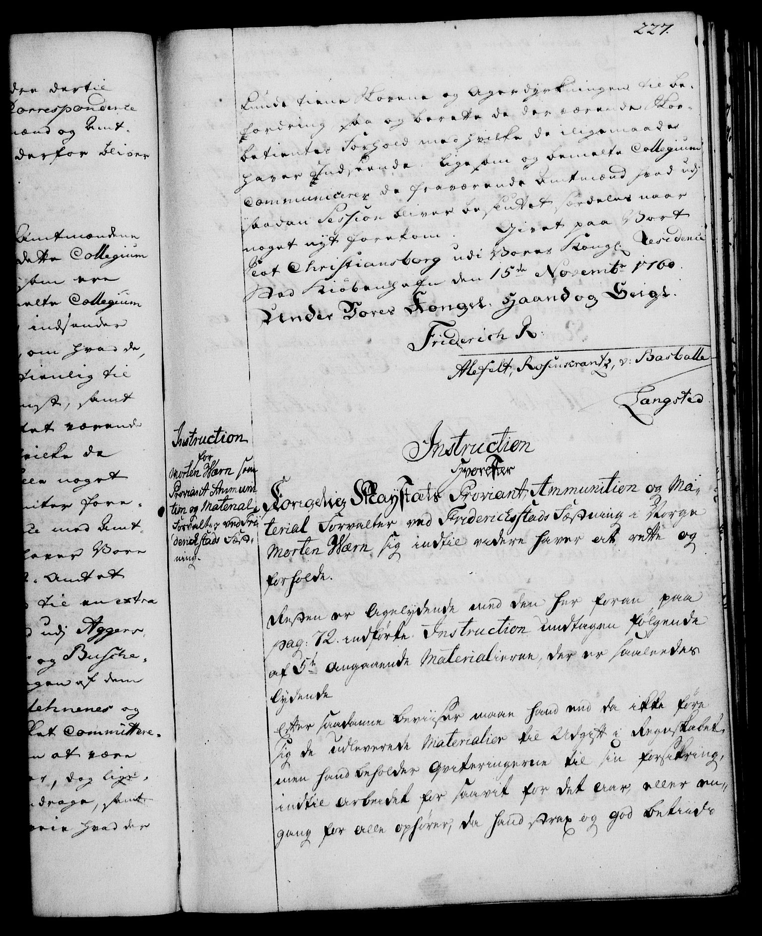 Rentekammeret, Kammerkanselliet, RA/EA-3111/G/Gg/Ggi/L0003: Norsk instruksjonsprotokoll med register (merket RK 53.36), 1751-1775, p. 227