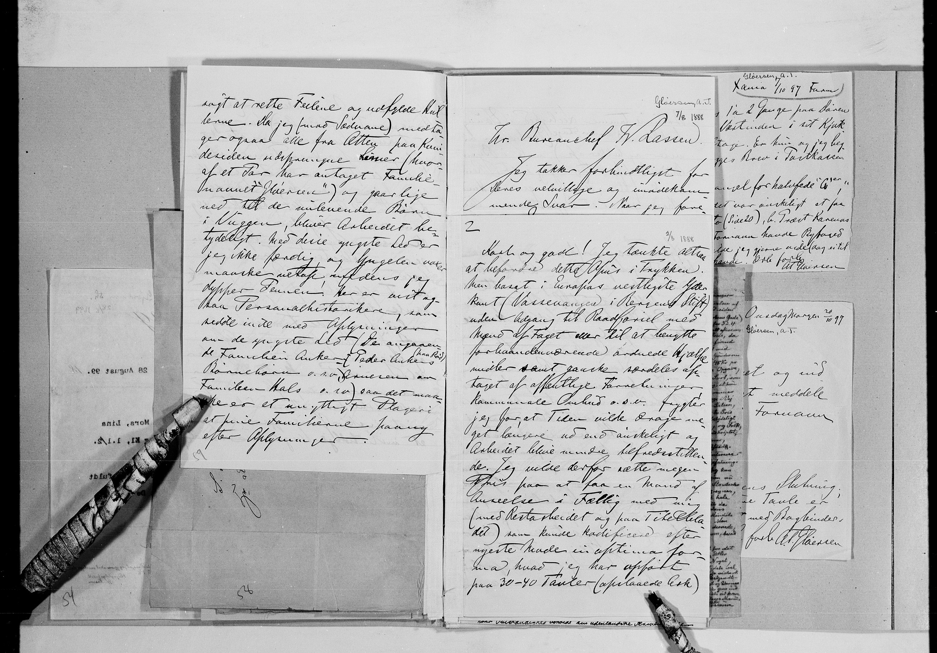 Lassens samlinger, AV/RA-PA-0051/G/L0097: Alfabetisk ordnede brev til Wilhelm Lassen: Fabritius - Grønvold, 1815-1907, p. 156