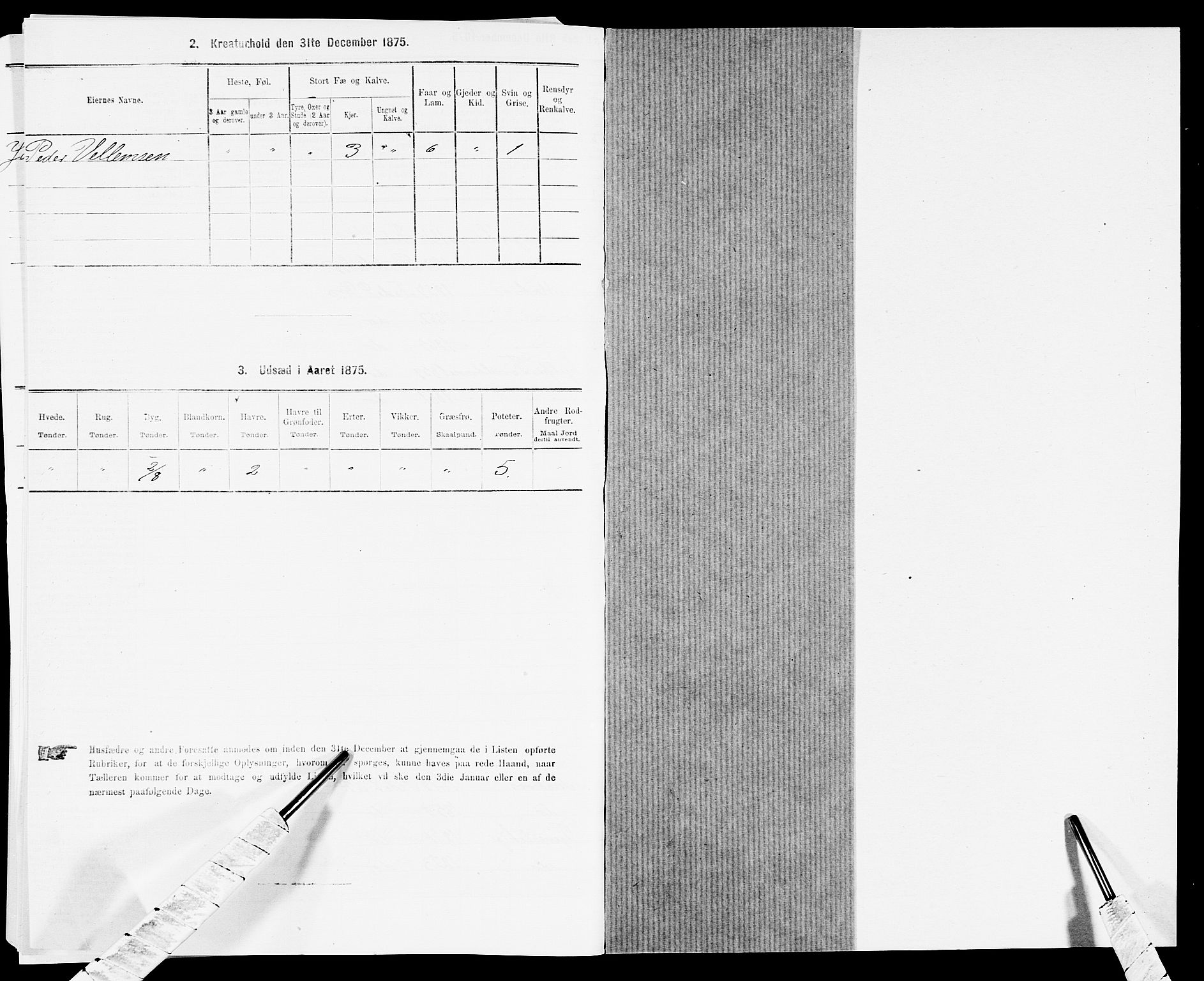 SAK, 1875 census for 1037P Kvinesdal, 1875, p. 1323