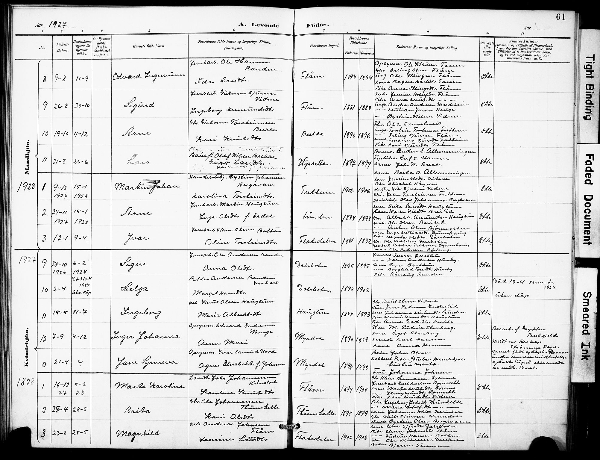 Aurland sokneprestembete, AV/SAB-A-99937/H/Hb/Hbb/L0002: Parish register (copy) no. B 2, 1887-1929, p. 61