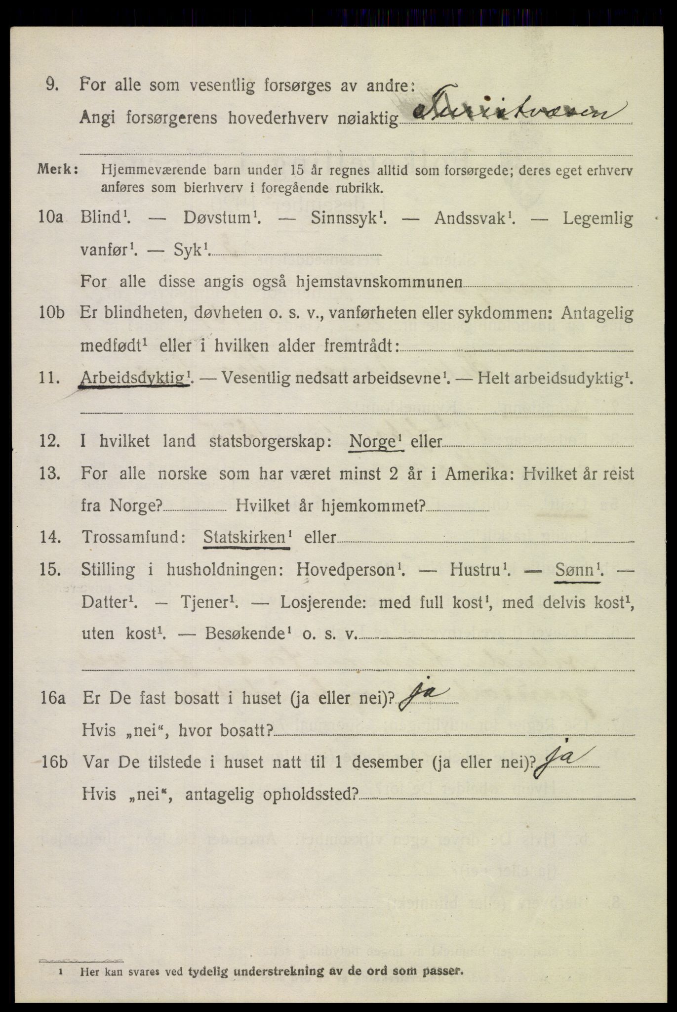 SAH, 1920 census for Vågå, 1920, p. 3391
