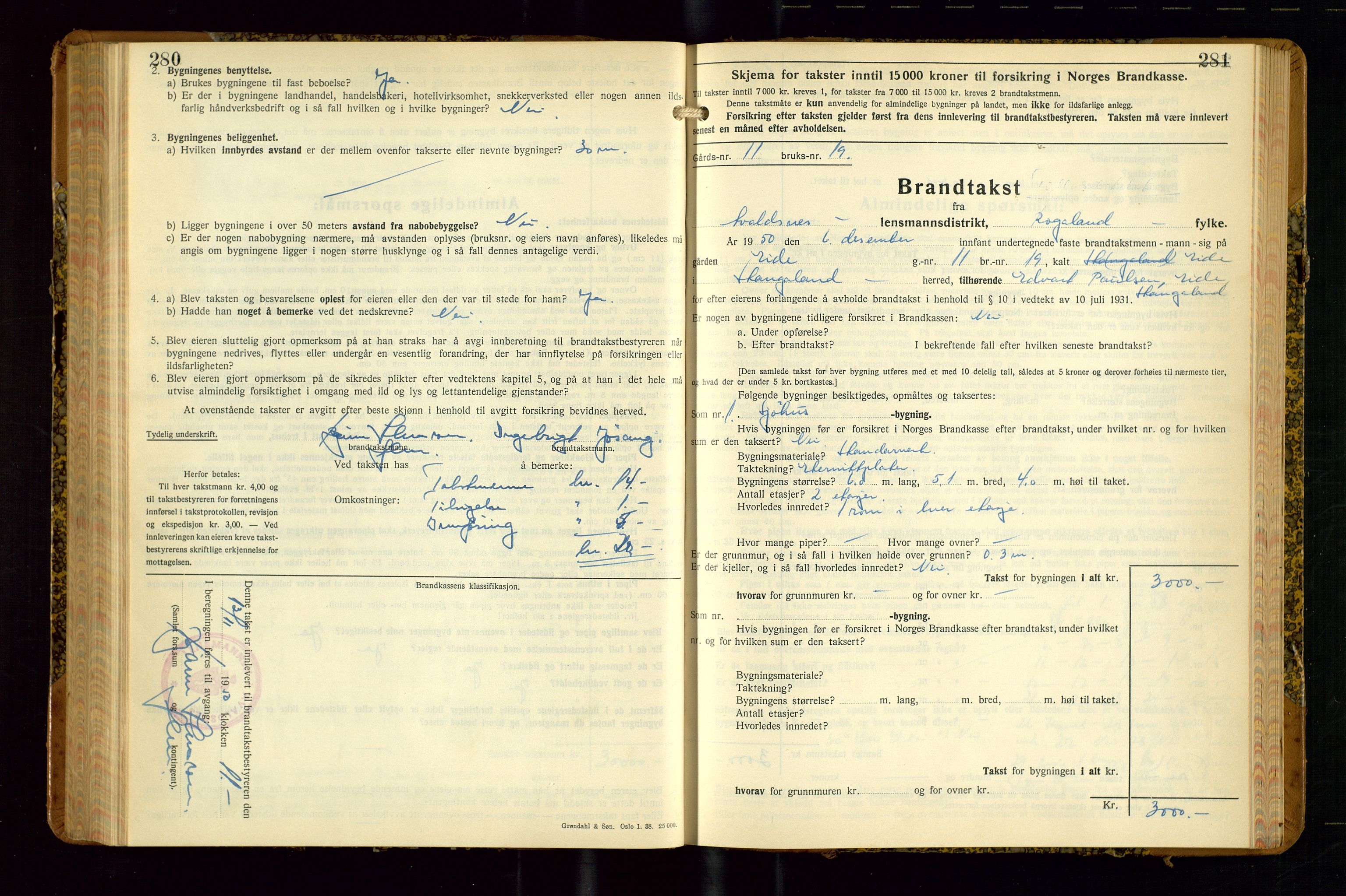 Avaldsnes lensmannskontor, SAST/A-100286/Gob/L0002: "Branntakstprotokoll for Avaldsnes lensmannsdistrikt Rogaland fylke", 1940-1950, p. 280-281