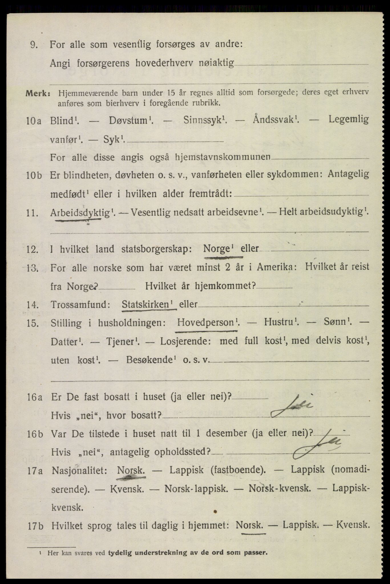 SAT, 1920 census for Vågan, 1920, p. 3934