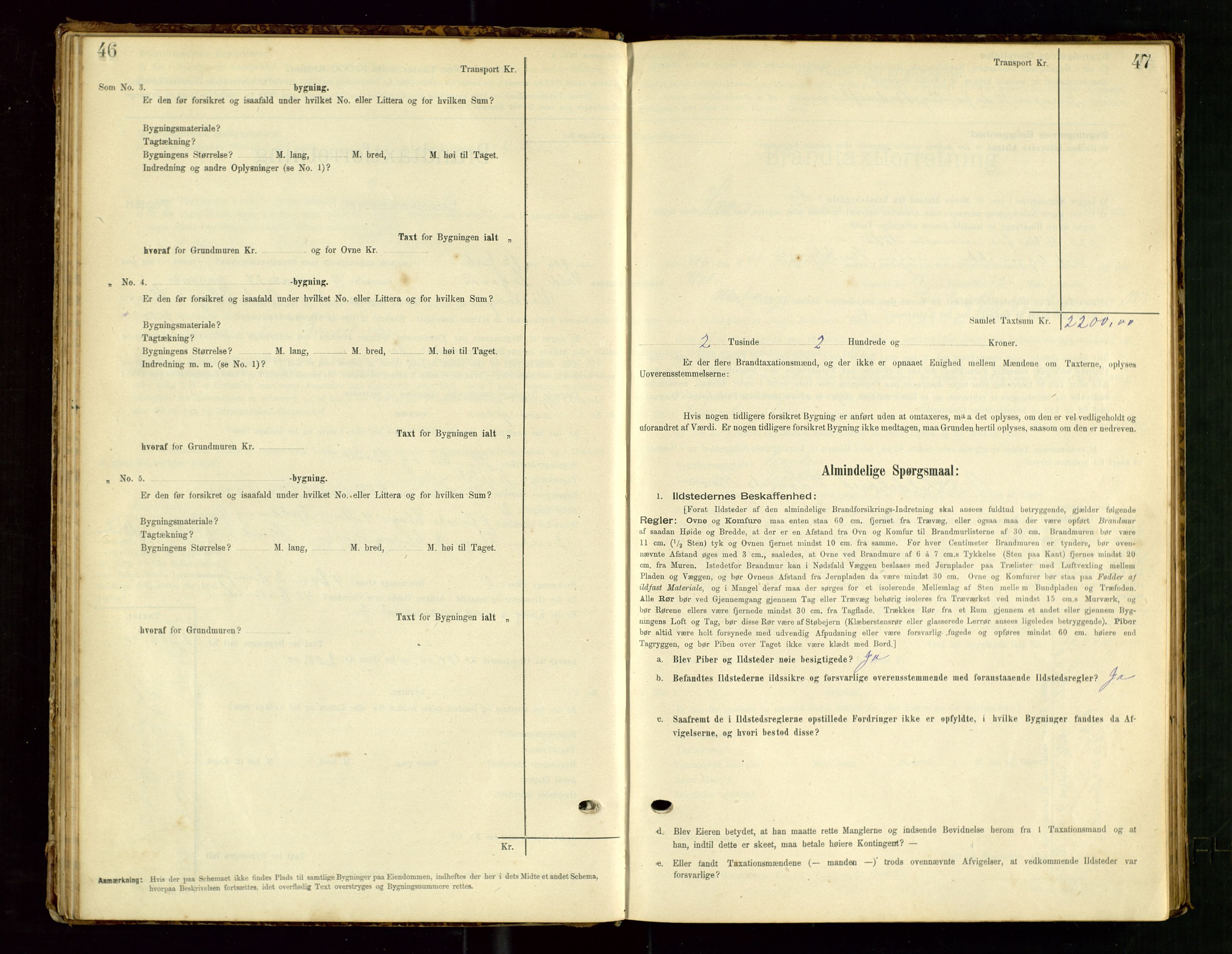 Hå lensmannskontor, AV/SAST-A-100456/Goa/L0003: Takstprotokoll (skjema), 1895-1911, p. 46-47