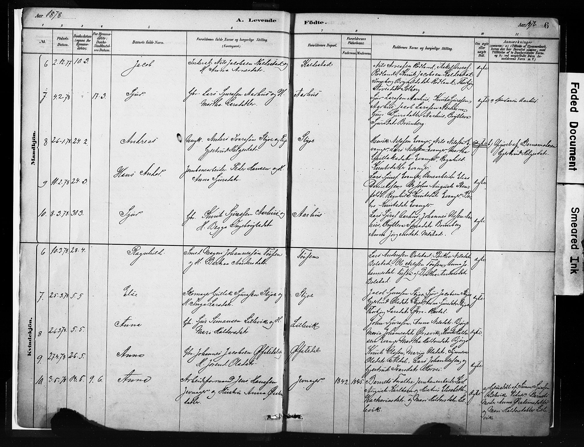 Evanger sokneprestembete, AV/SAB-A-99924: Parish register (official) no. A 1, 1877-1899, p. 6