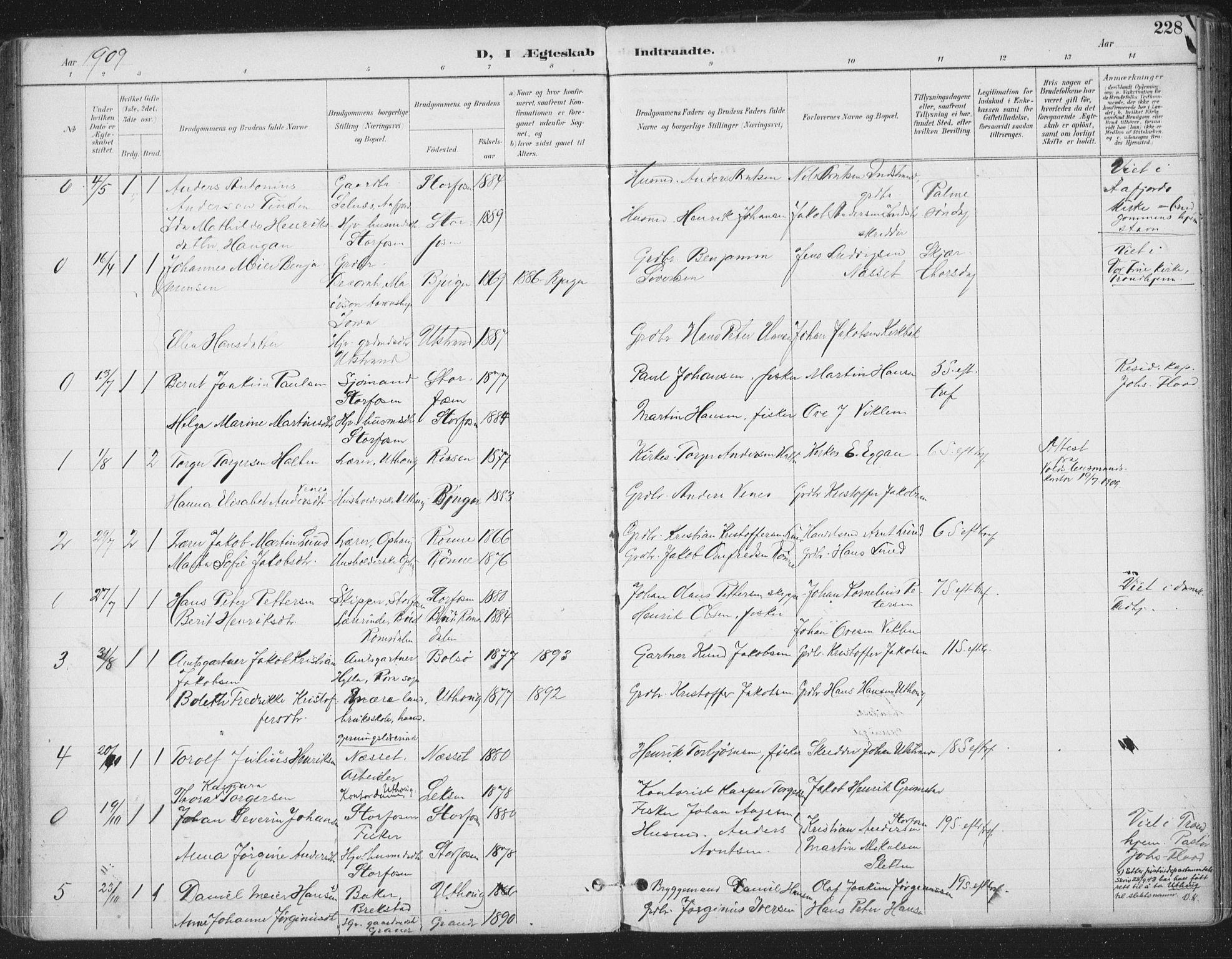 Ministerialprotokoller, klokkerbøker og fødselsregistre - Sør-Trøndelag, SAT/A-1456/659/L0743: Parish register (official) no. 659A13, 1893-1910, p. 228