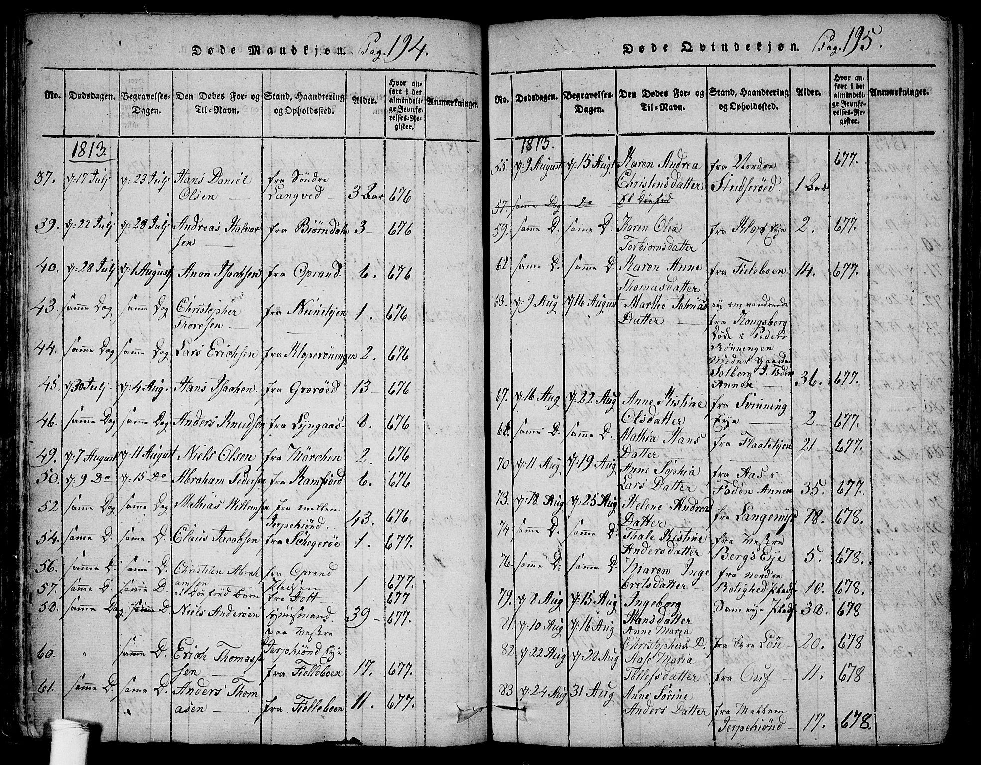 Ramnes kirkebøker, SAKO/A-314/F/Fa/L0004: Parish register (official) no. I 4, 1813-1840, p. 194-195