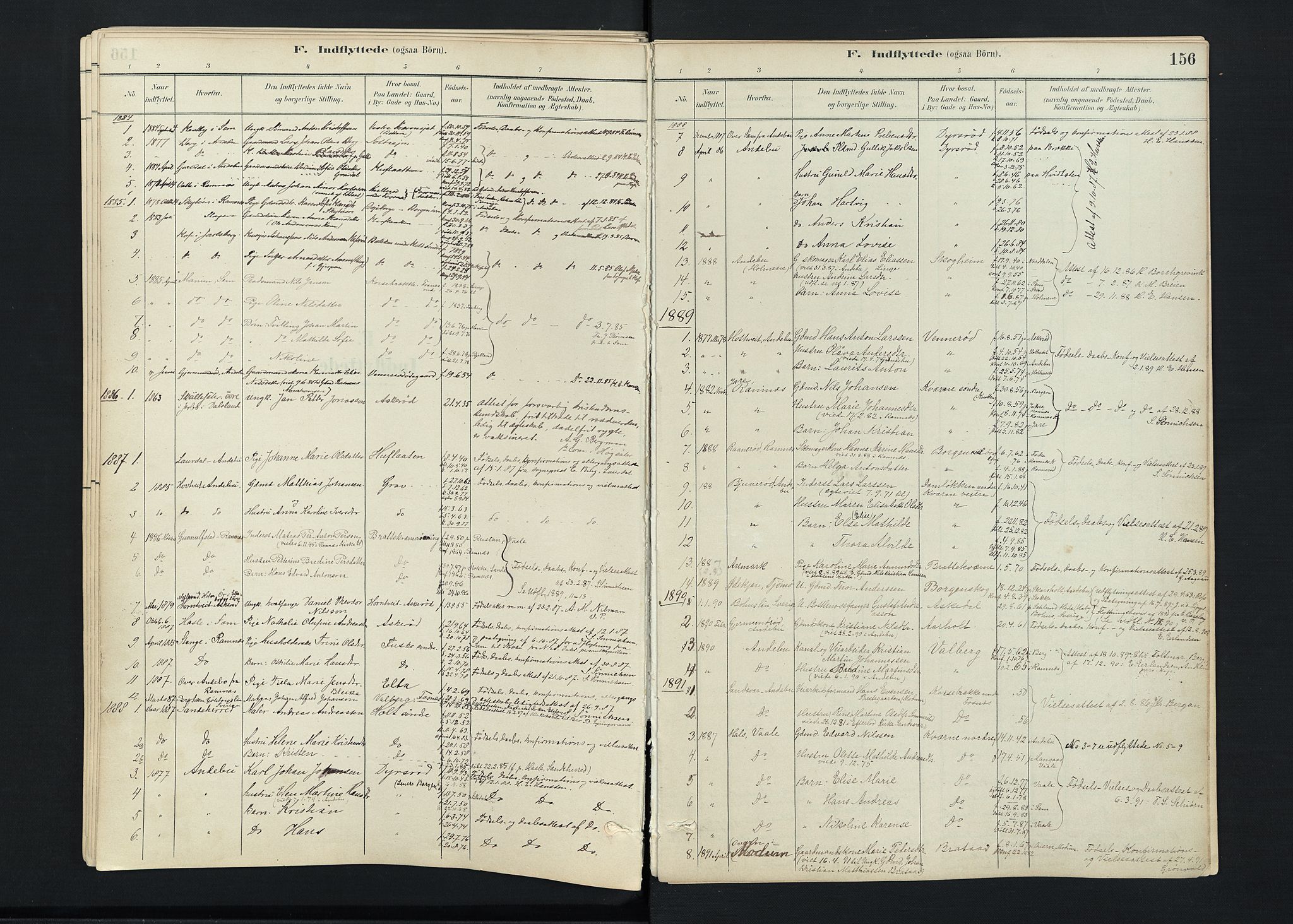 Stokke kirkebøker, SAKO/A-320/F/Fc/L0001: Parish register (official) no. III 1, 1884-1910, p. 156