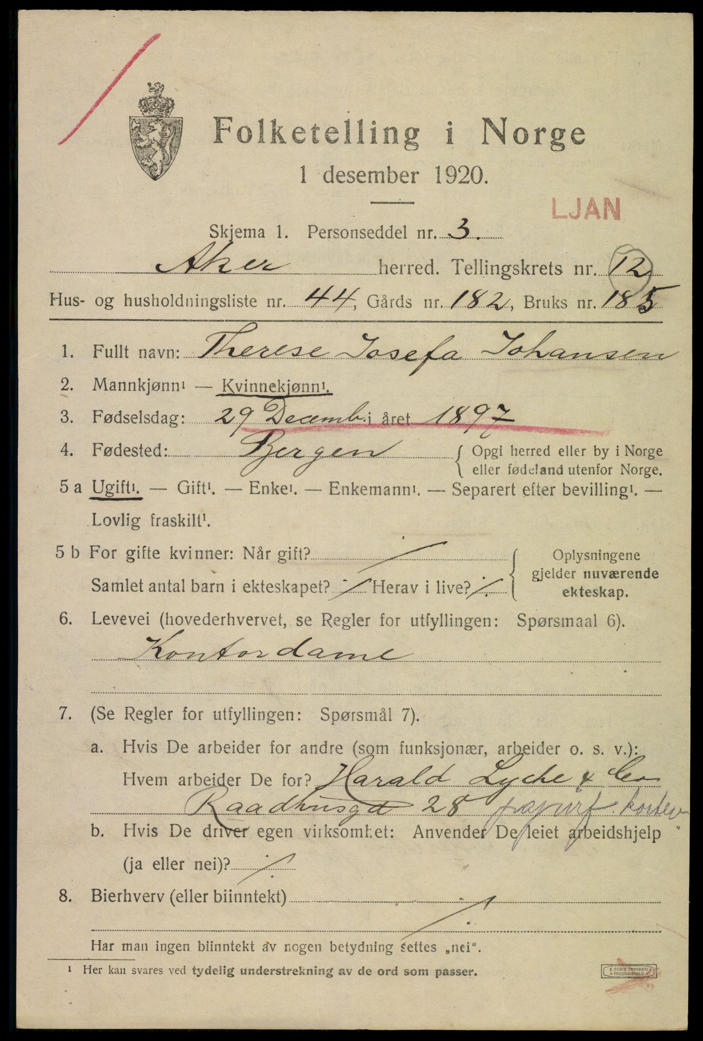 SAO, 1920 census for Aker, 1920, p. 74222