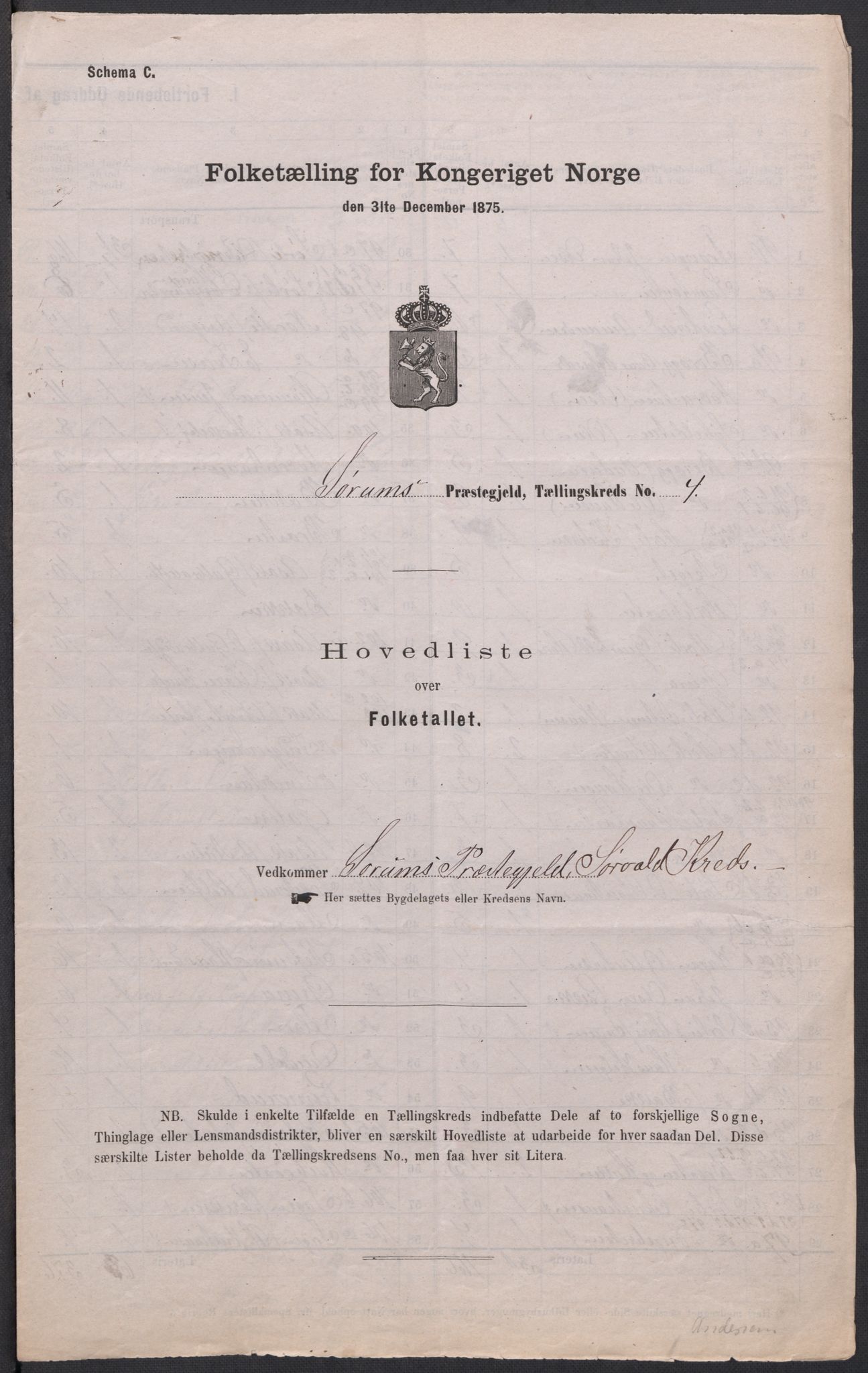RA, 1875 census for 0226P Sørum, 1875, p. 10