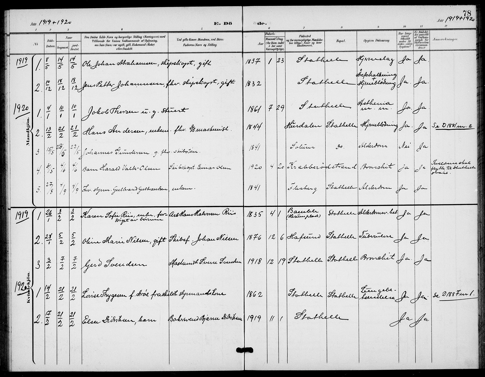 Bamble kirkebøker, SAKO/A-253/G/Gb/L0002: Parish register (copy) no. II 2, 1900-1925, p. 78