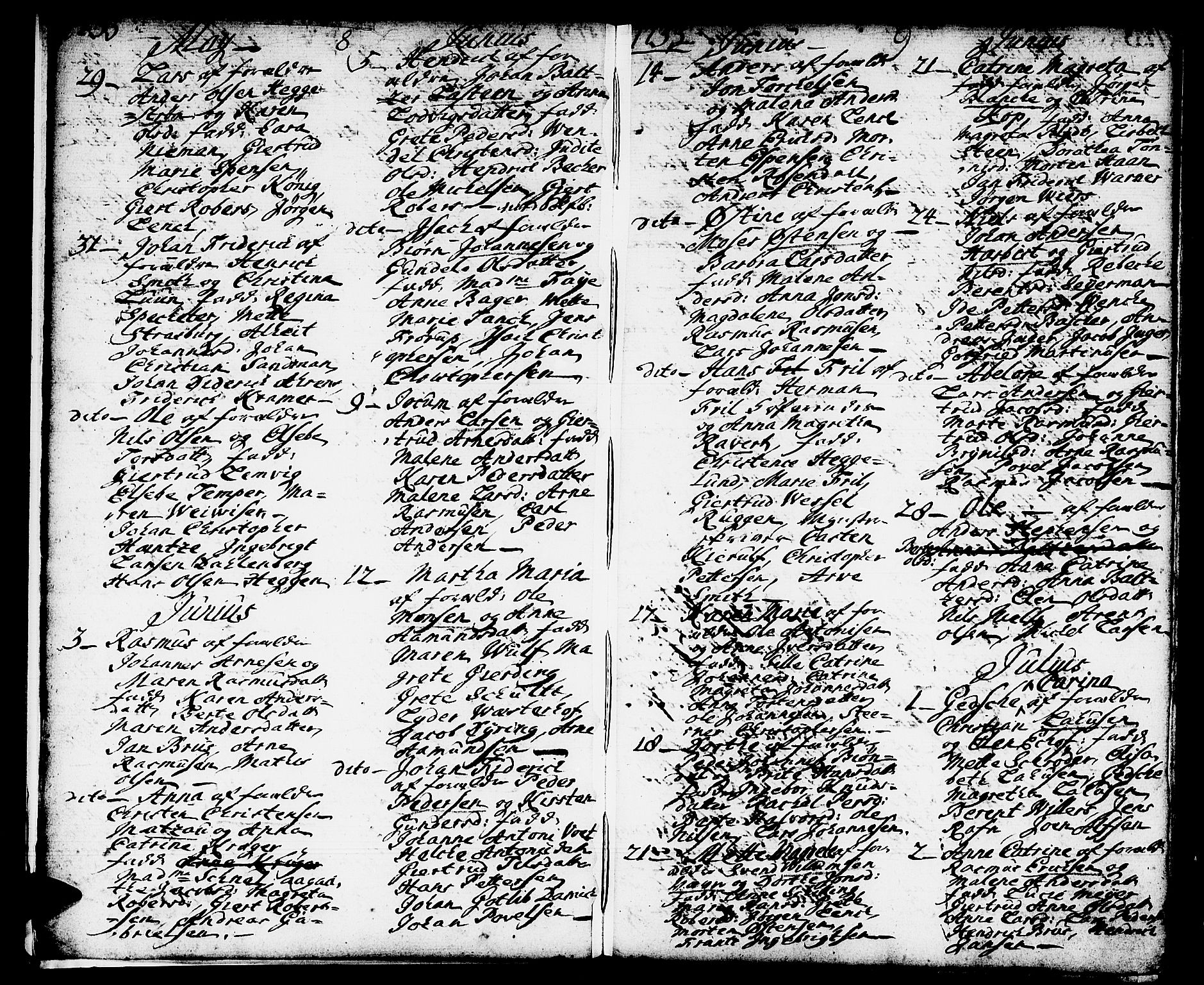 Domkirken sokneprestembete, AV/SAB-A-74801/H/Haa/L0002: Parish register (official) no. A 2, 1733-1750, p. 8-9