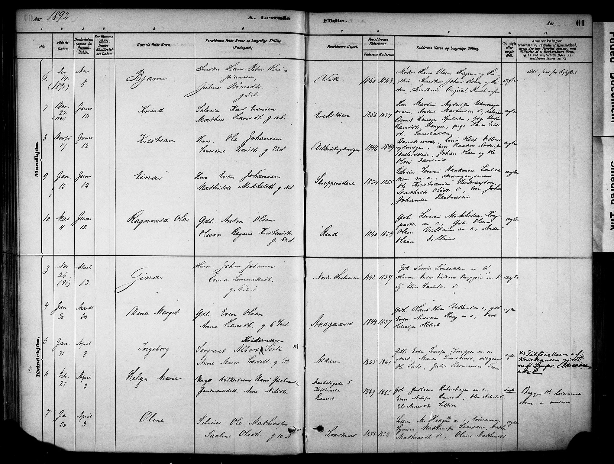 Stange prestekontor, AV/SAH-PREST-002/K/L0018: Parish register (official) no. 18, 1880-1896, p. 61