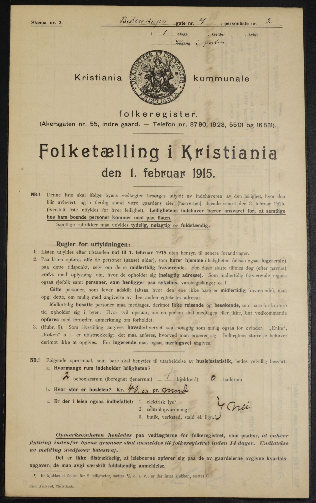 OBA, Municipal Census 1915 for Kristiania, 1915, p. 4820