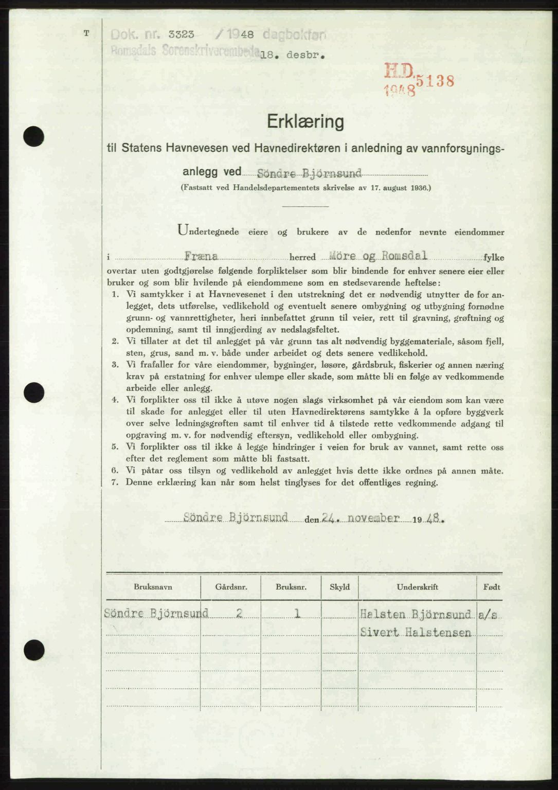 Romsdal sorenskriveri, AV/SAT-A-4149/1/2/2C: Mortgage book no. A28, 1948-1949, Diary no: : 3323/1948