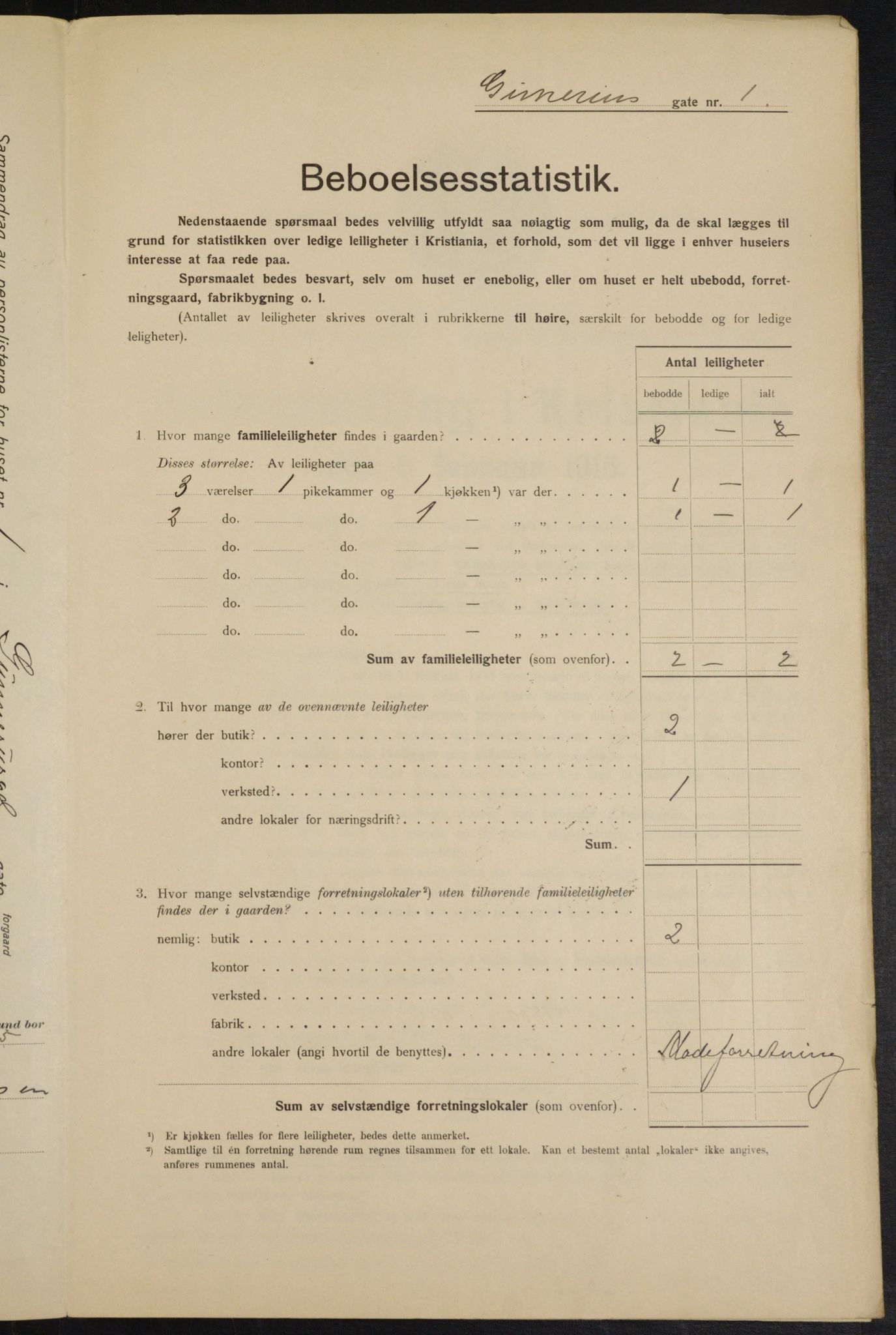 OBA, Municipal Census 1915 for Kristiania, 1915, p. 5216