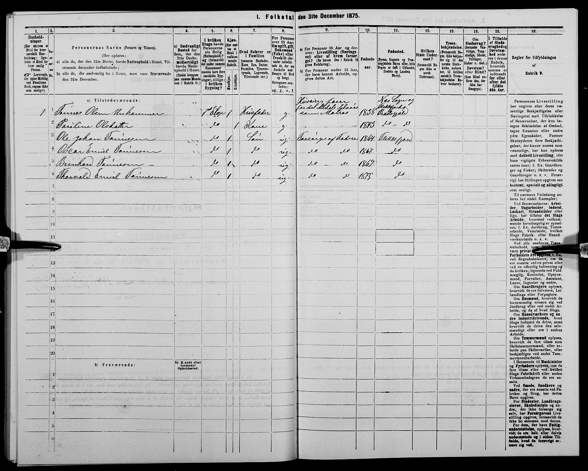 SAK, 1875 census for 1004B Flekkefjord/Flekkefjord, 1875, p. 381