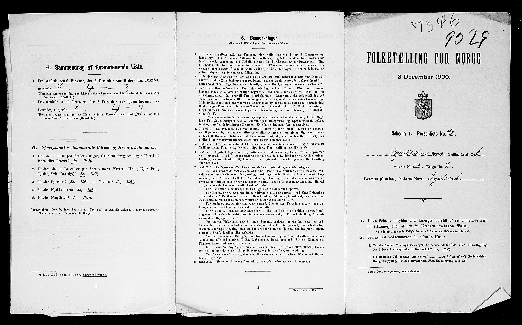 SAST, 1900 census for Bjerkreim, 1900, p. 27