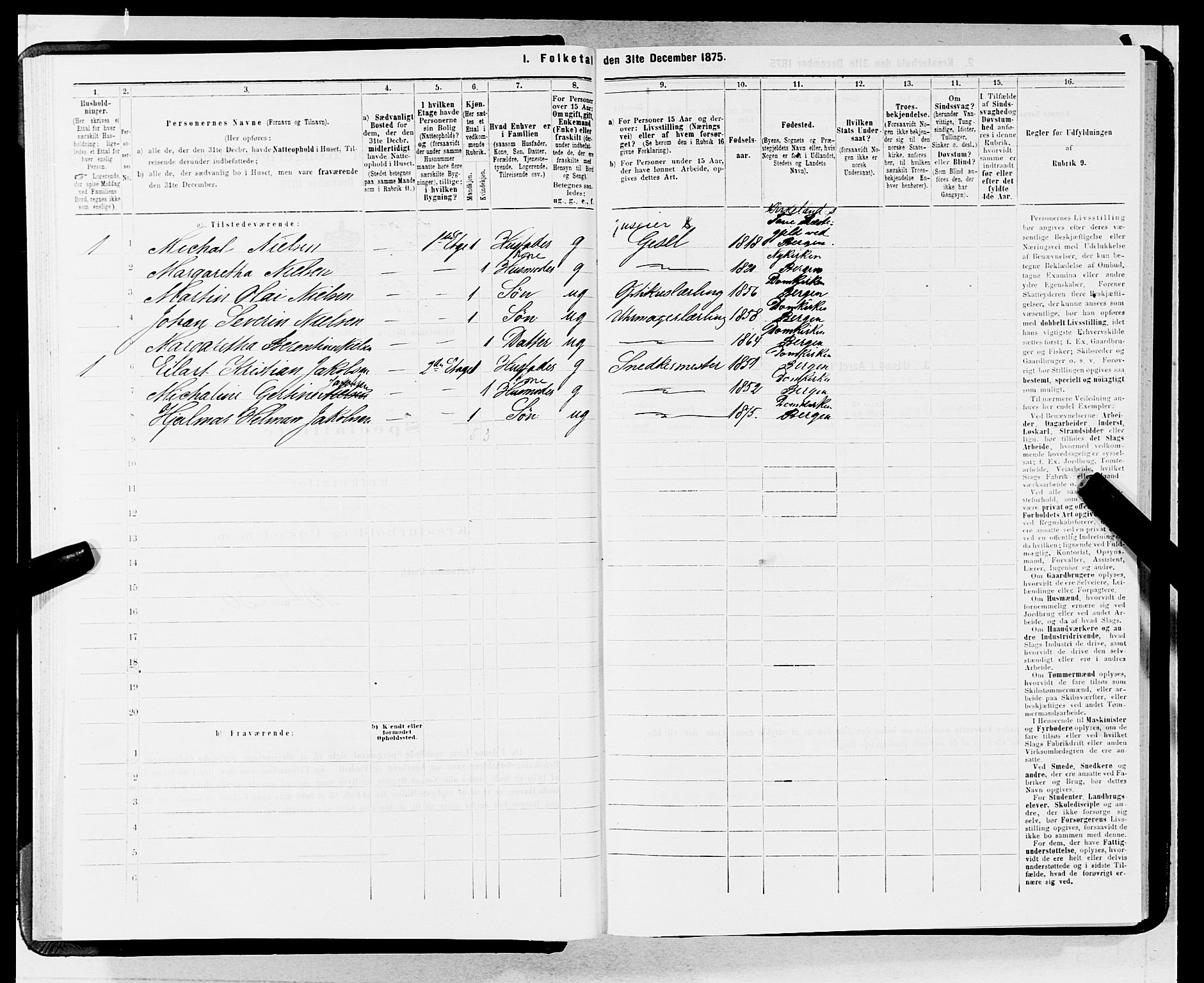 SAB, 1875 census for 1301 Bergen, 1875, p. 1951