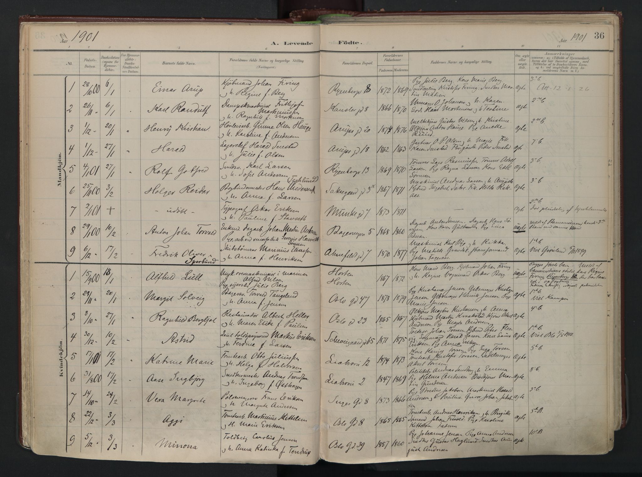 Gamlebyen prestekontor Kirkebøker, AV/SAO-A-10884/F/Fa/L0010: Parish register (official) no. 10, 1895-1935, p. 36